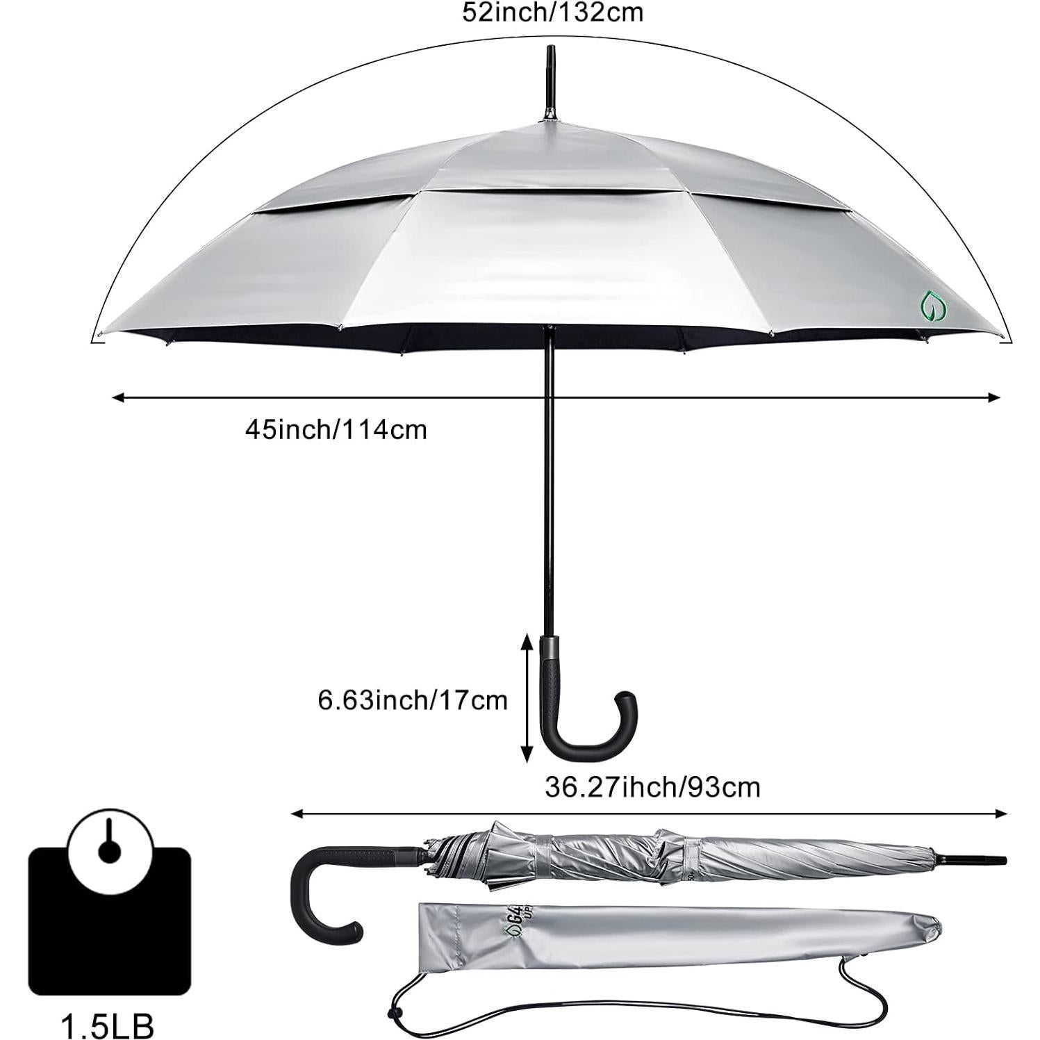 Paraguas G4Free UV 50+ Automático 132 cm Plata/Negro