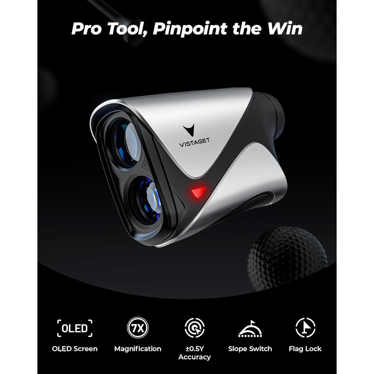 Medidor de Golf Golvia Pro VISTAGET 1200 Yardas OLED 7X