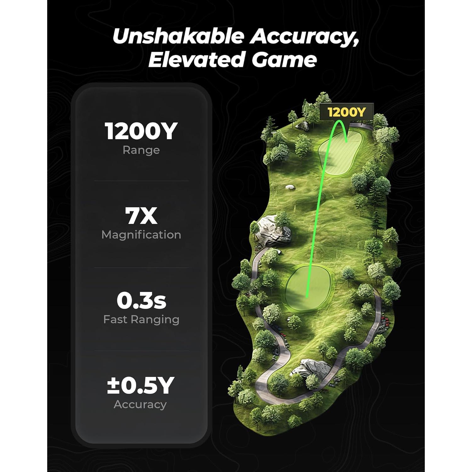 Medidor de Golf Golvia Pro VISTAGET 1200 Yardas OLED 7X