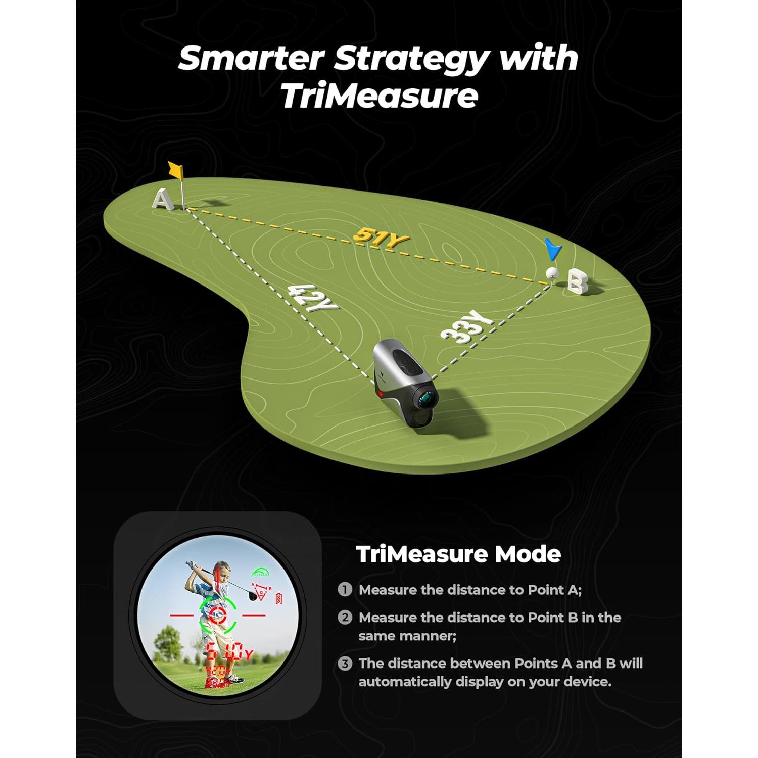 Medidor de Golf Golvia Pro VISTAGET 1200 Yardas OLED 7X