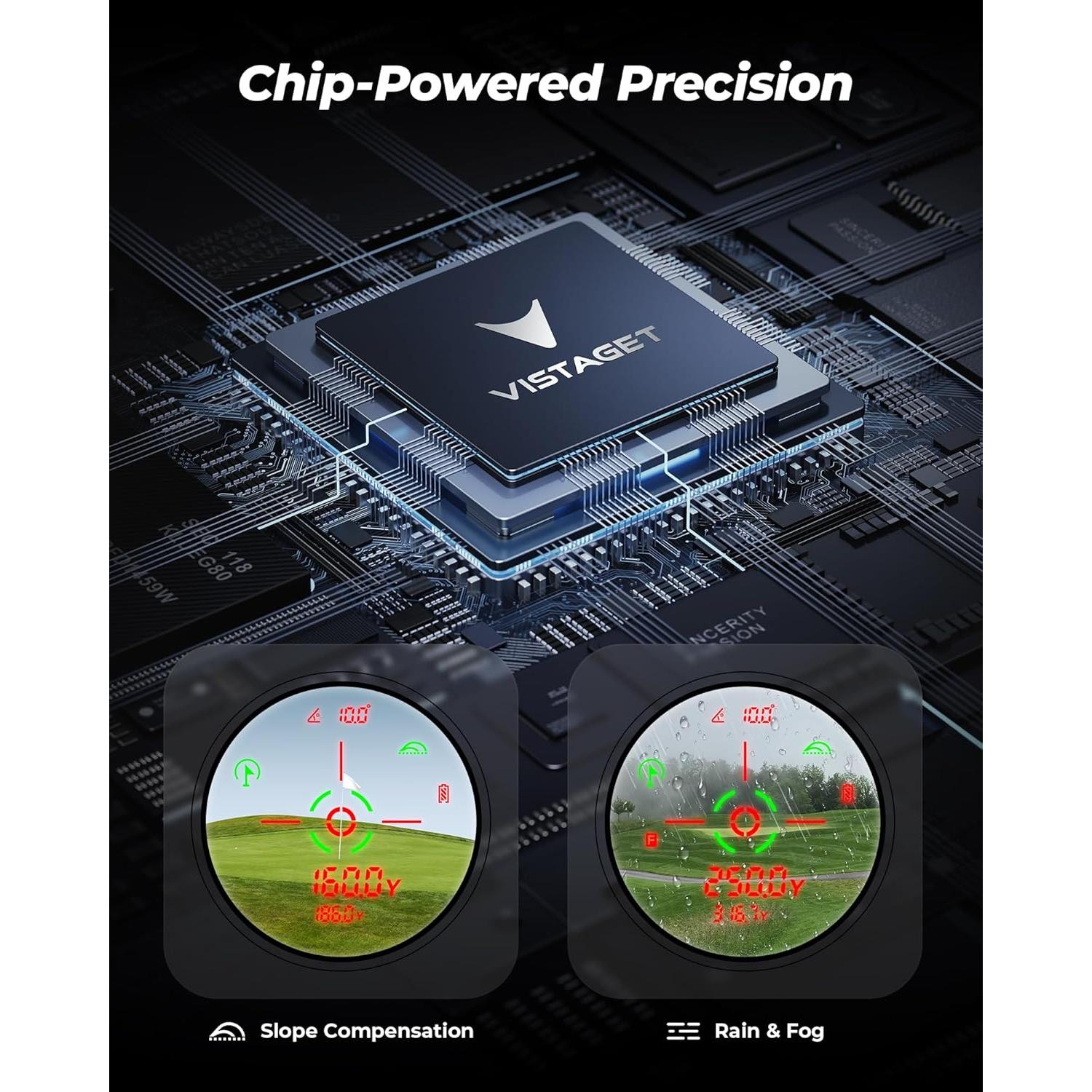 Medidor de Golf Golvia Pro VISTAGET 1200 Yardas OLED 7X