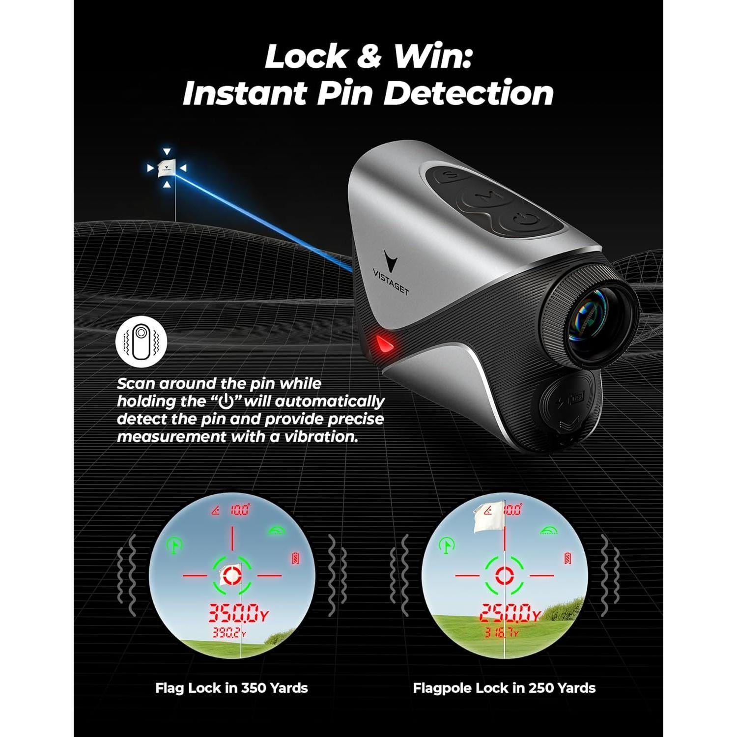 Medidor de Golf Golvia Pro VISTAGET 1200 Yardas OLED 7X