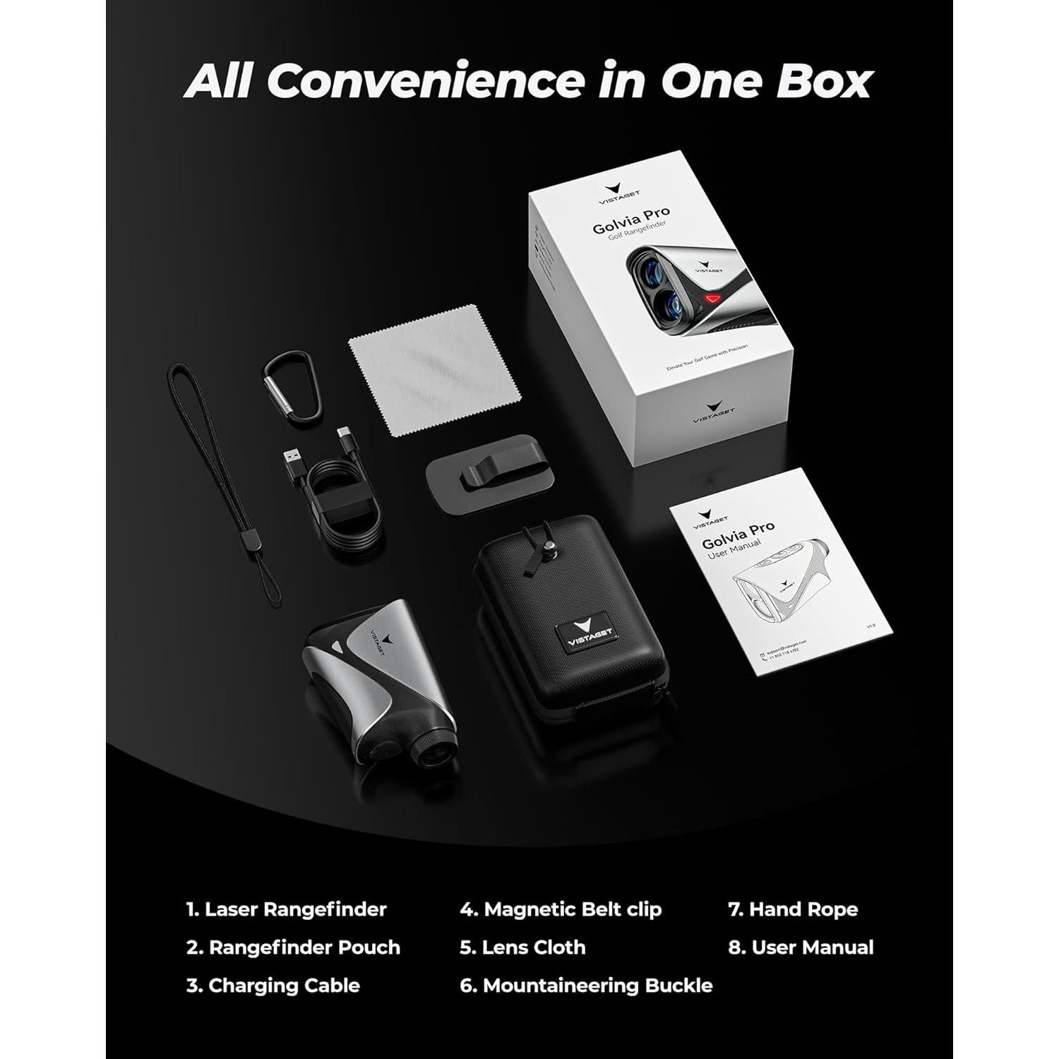 Medidor de Golf Golvia Pro VISTAGET 1200 Yardas OLED 7X