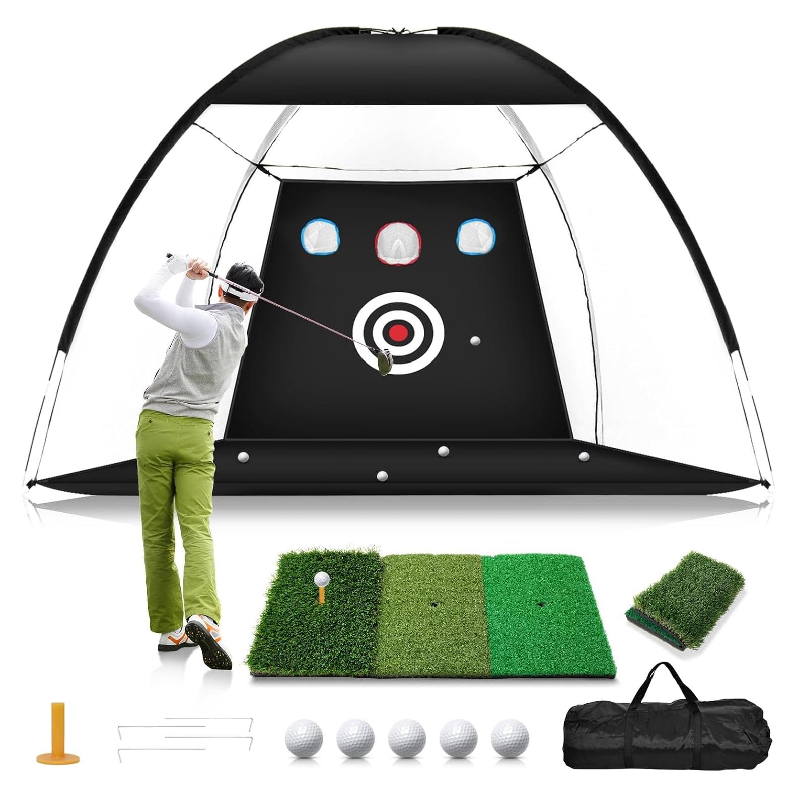 Red de Práctica de Golf TOSOZE 10x7 pies con Alfombrilla y Accesorios
