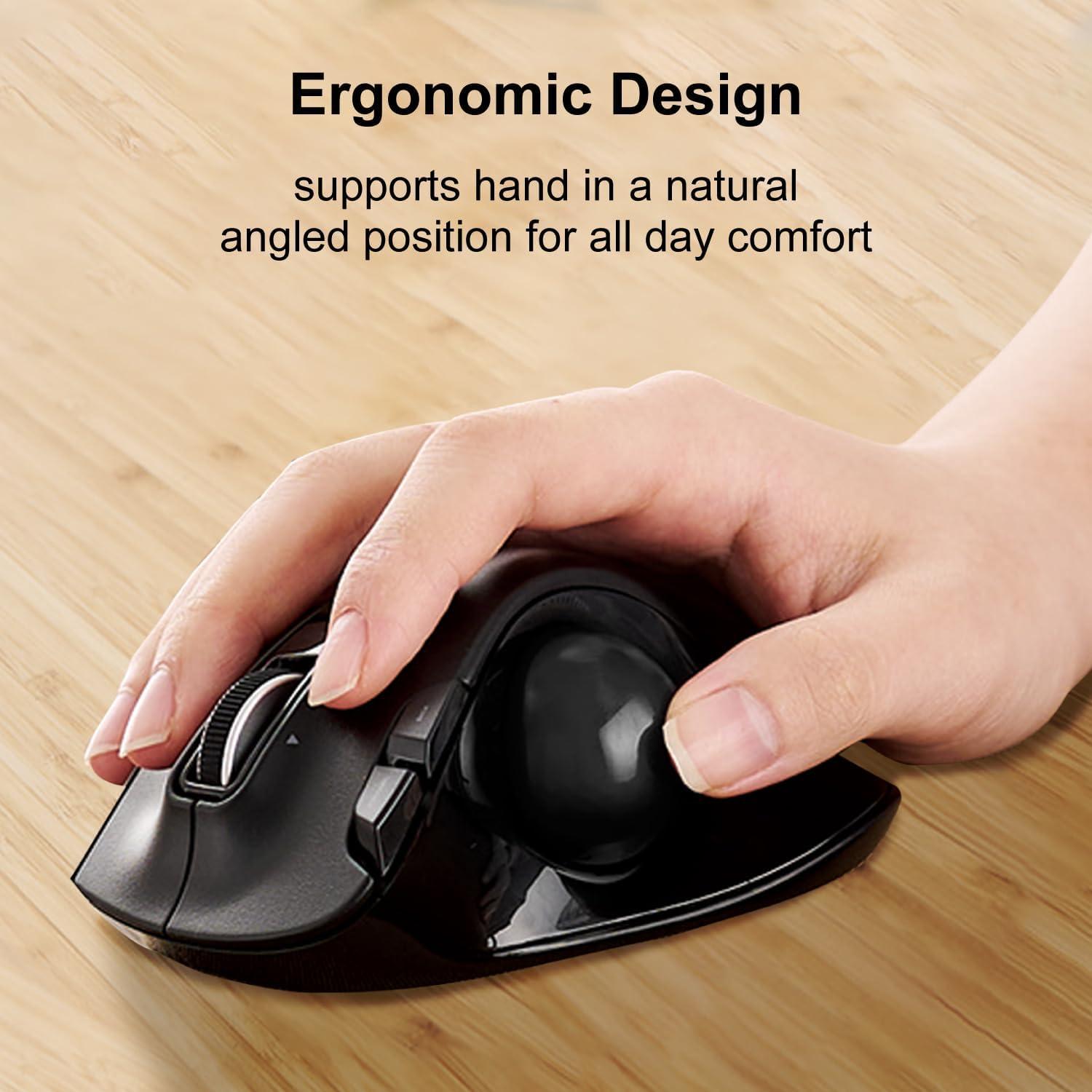 Ratón Trackball Inalámbrico ELECOM EX-G, Ergonómico, 6 Botones