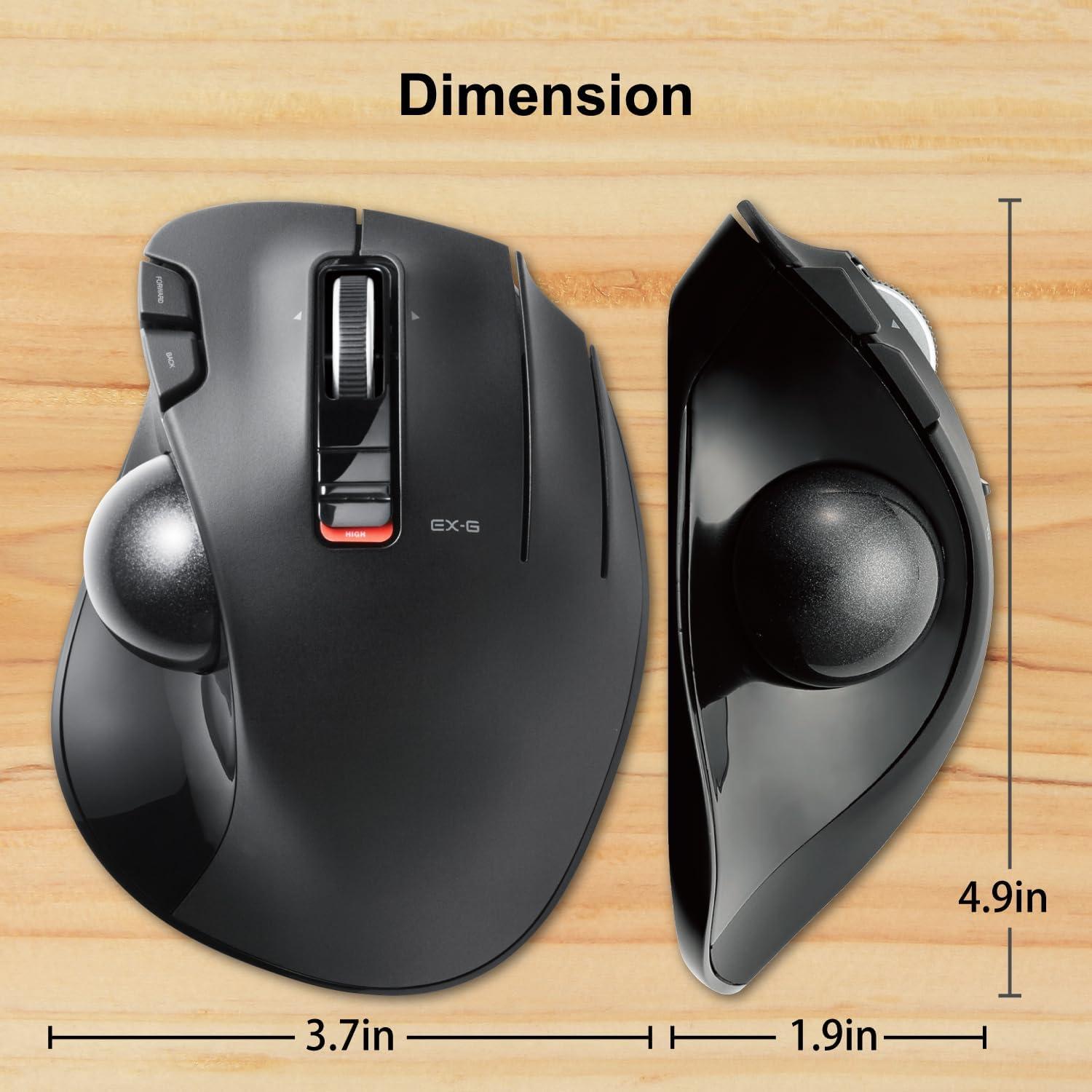 Ratón Trackball Inalámbrico ELECOM EX-G, Ergonómico, 6 Botones