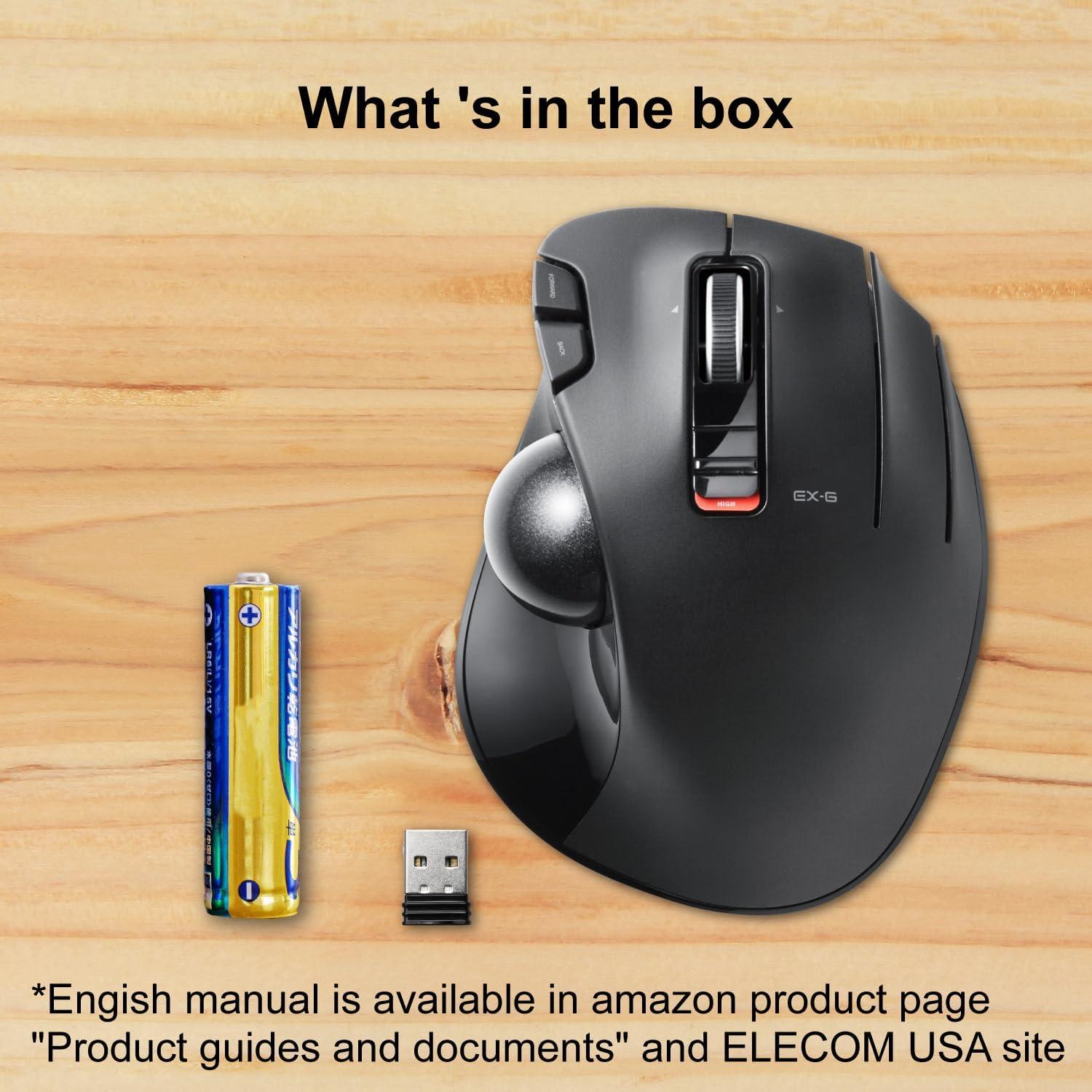 Ratón Trackball Inalámbrico ELECOM EX-G, Ergonómico, 6 Botones