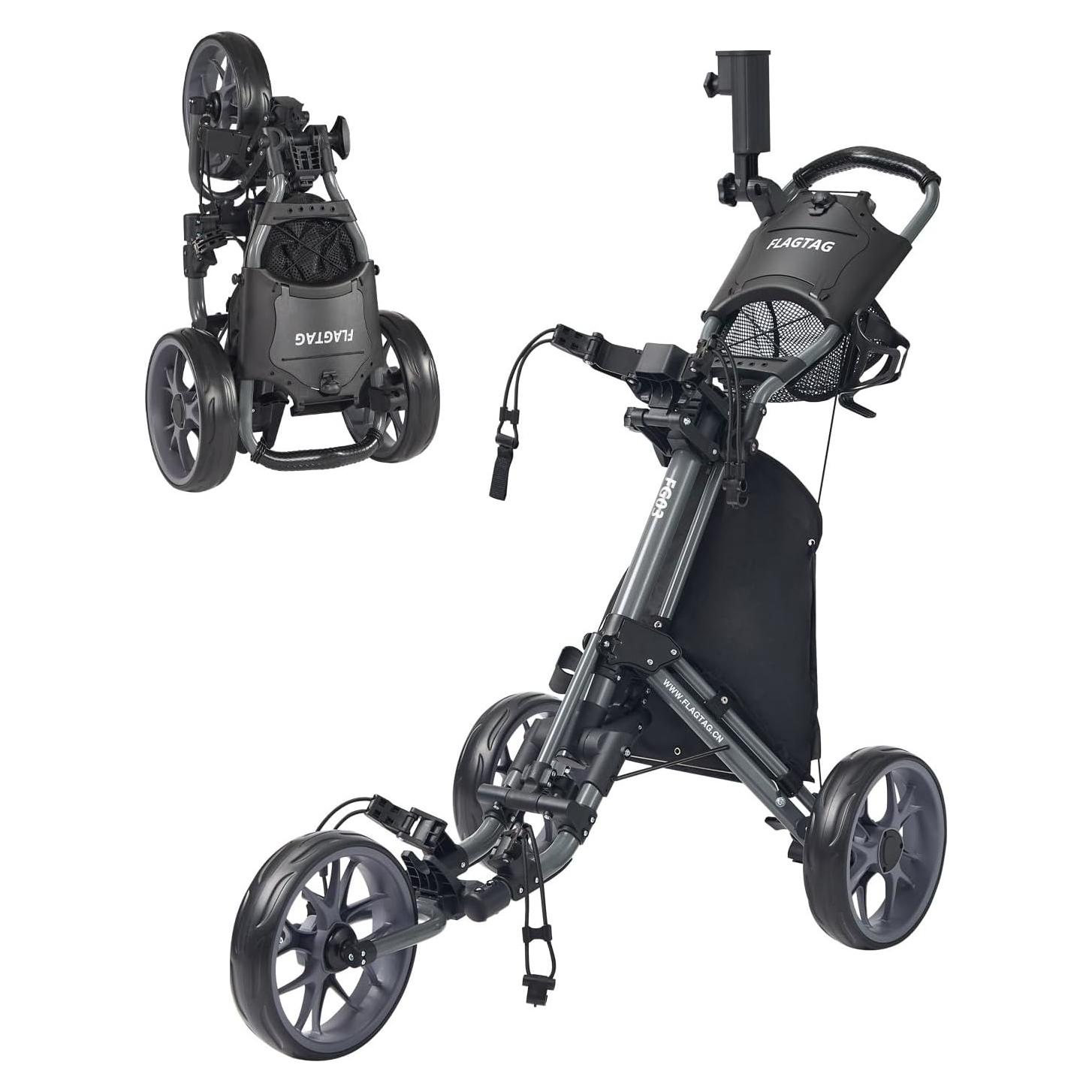 Carro de Golf Plegable FLAGTAG FG03 3 Ruedas Aluminio Gris