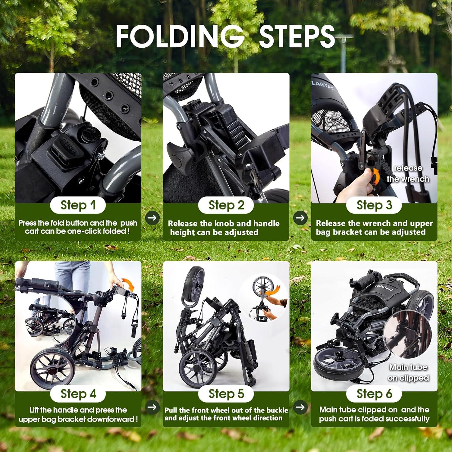 Carro de Golf Plegable FLAGTAG FG03 3 Ruedas Aluminio Gris