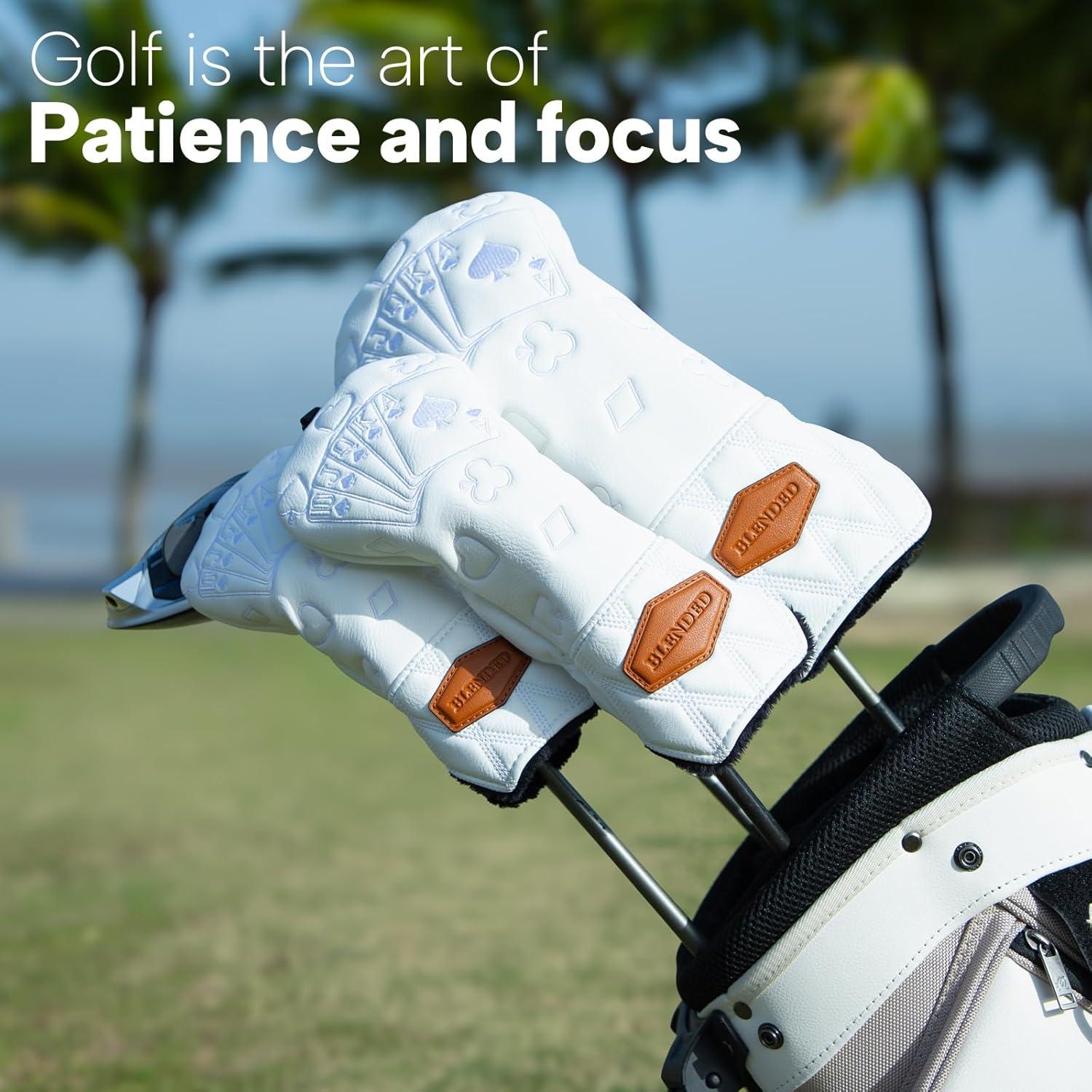 Cubiertas de Palos de Golf BAIRBRE de Cuero Impermeable Blanca