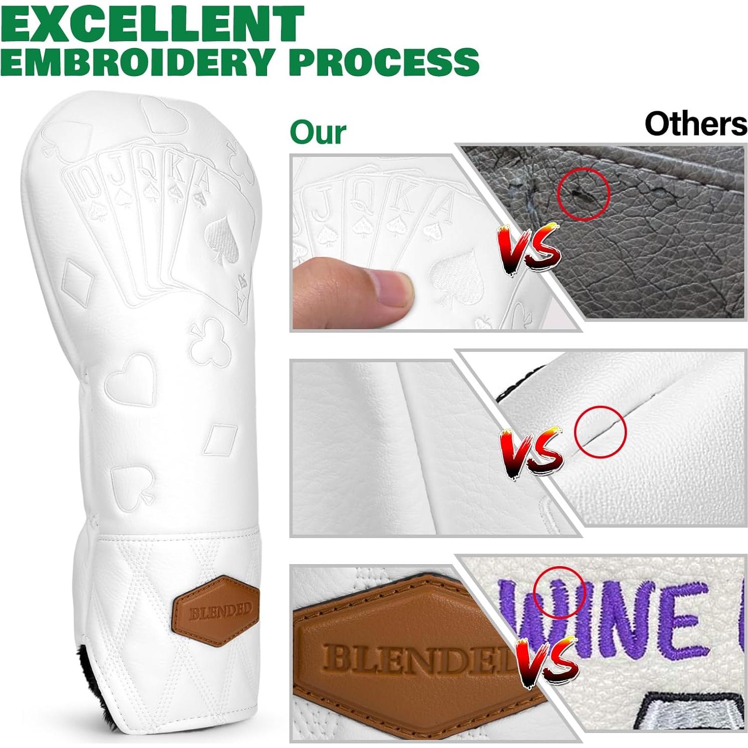 Cubiertas de Palos de Golf BAIRBRE de Cuero Impermeable Blanca