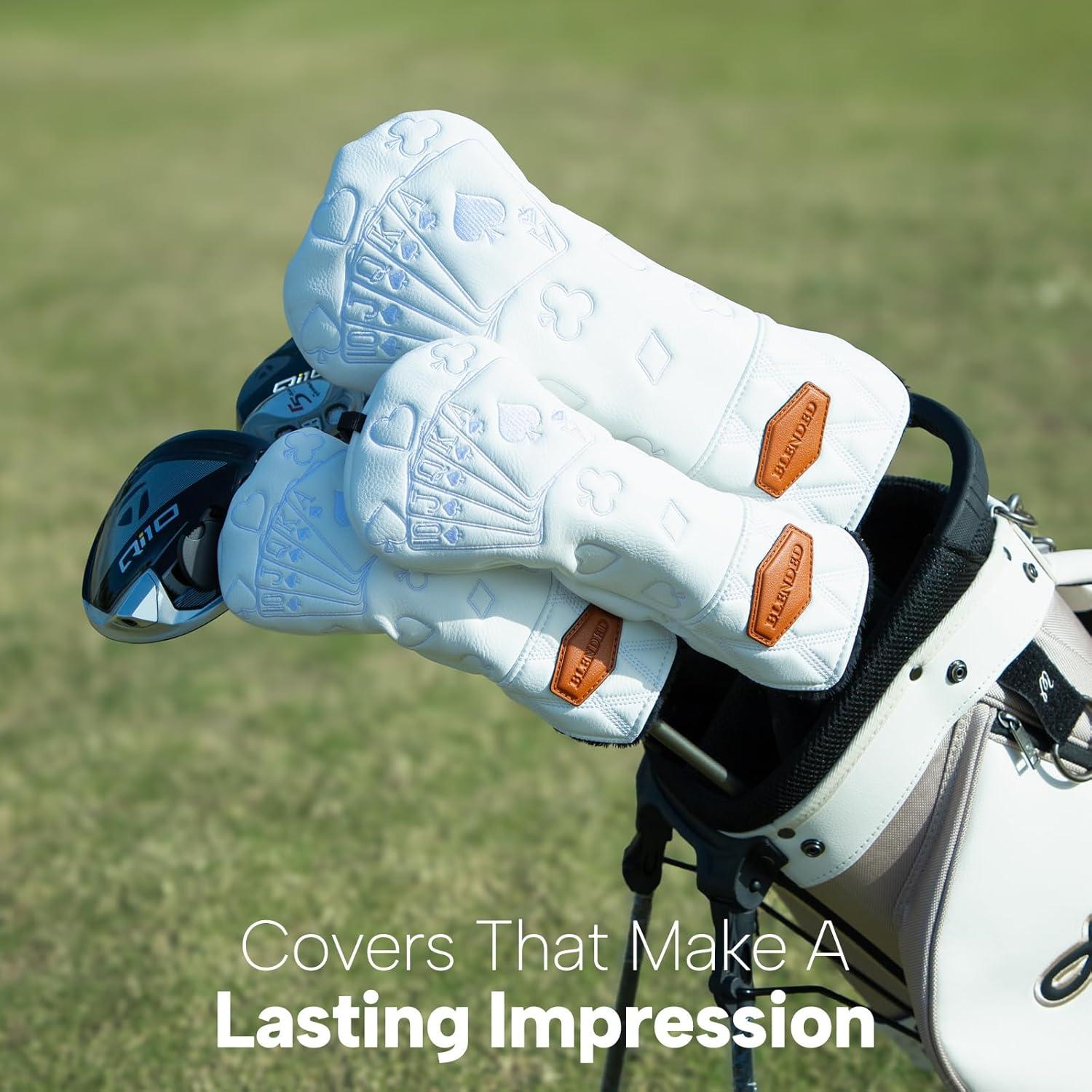 Cubiertas de Palos de Golf BAIRBRE de Cuero Impermeable Blanca