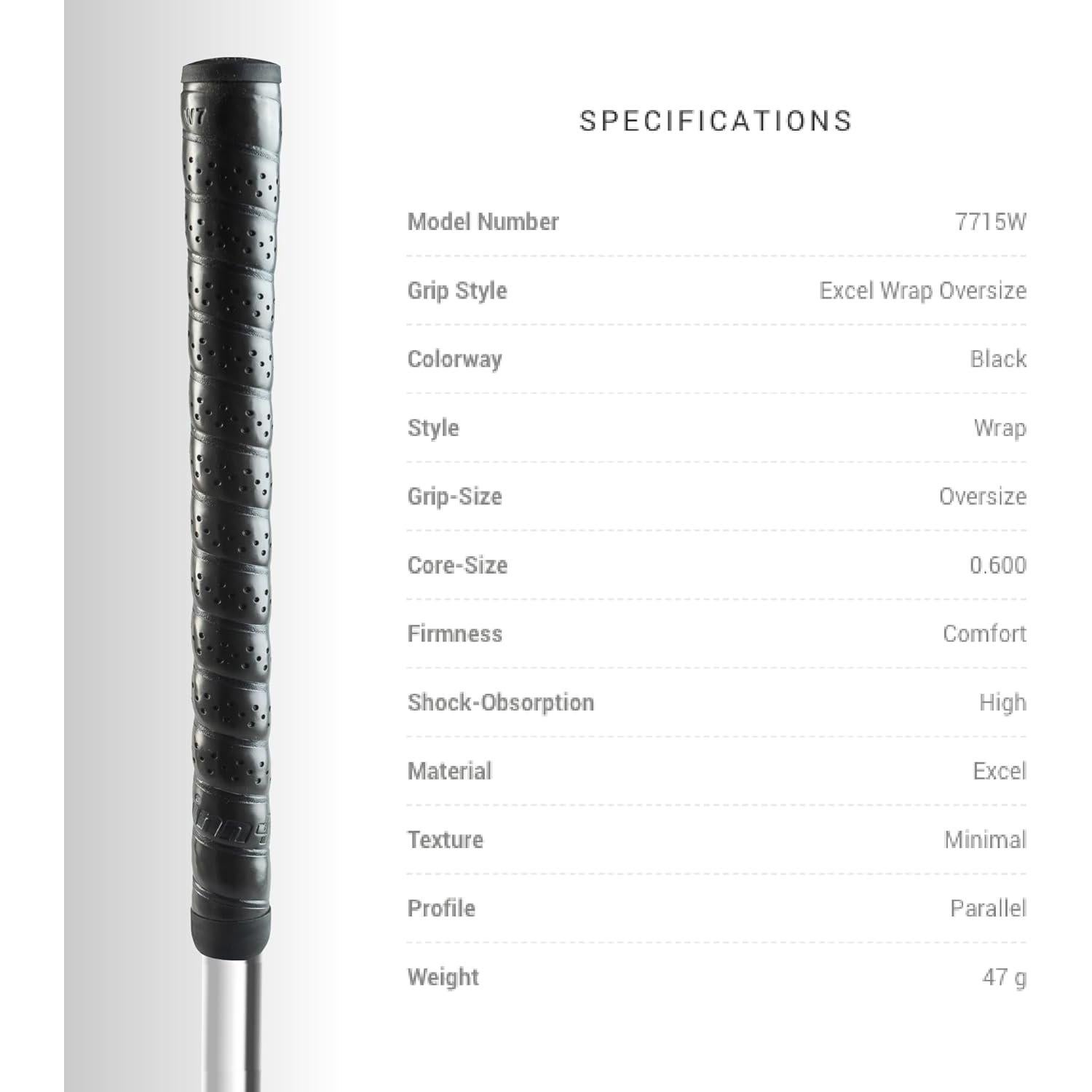 Agarre de Golf Sobredimensionado Winn Excel Wrap Negro