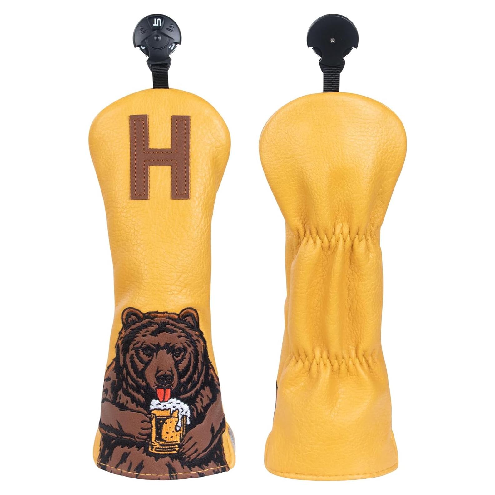 Golf Club Head Cover Golf Head Cover Driver Headcover Fairway Wood Headcover Hybrid Club Head Cover Golf Blade Mallet Putter Cover Beer Bear