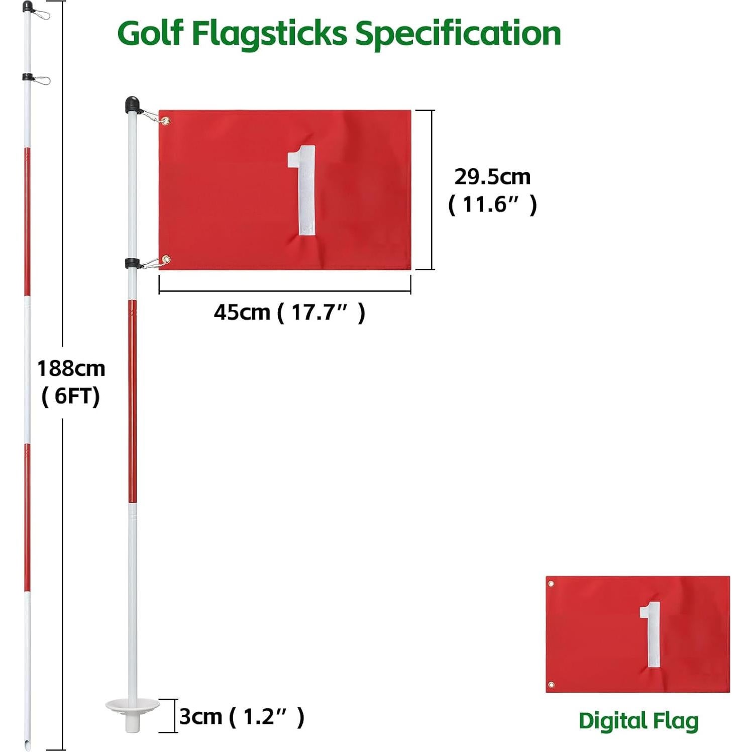 Bandera de Golf Dittoven 1.83 m Doble Cara con Poste Ajustable