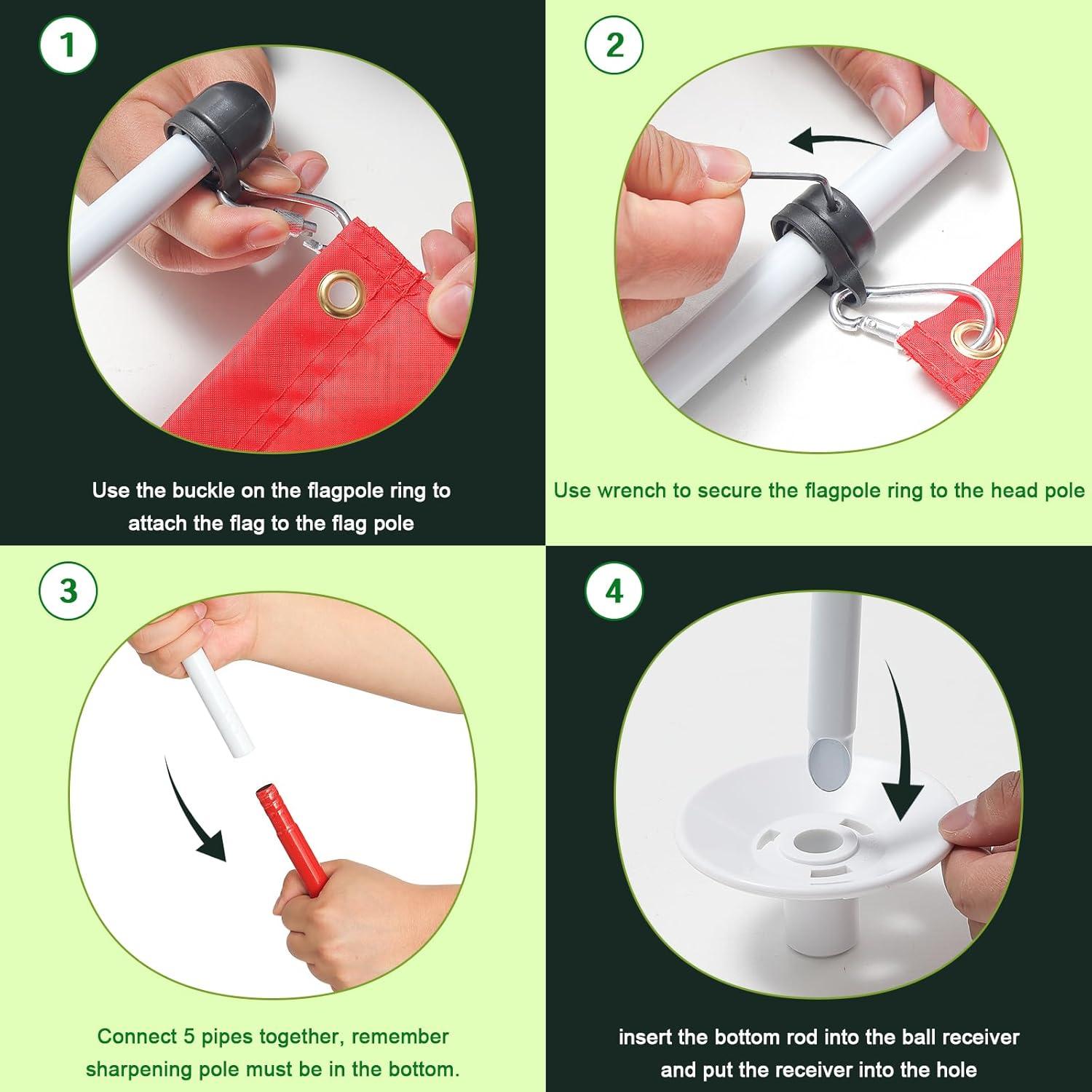 Bandera de Golf Dittoven 1.83 m Doble Cara con Poste Ajustable