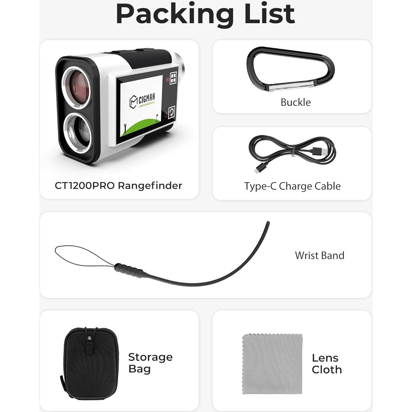 Buscador de Rango de Golf CIGMAN CT-1200Pro 1312 Yardas