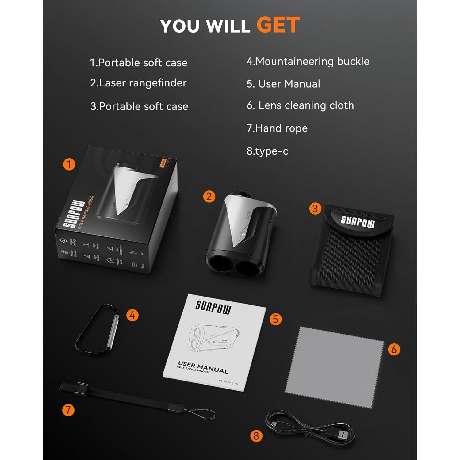 Medidor de Distancia de Golf SUNPOW SP-RG01 1000 Yardas