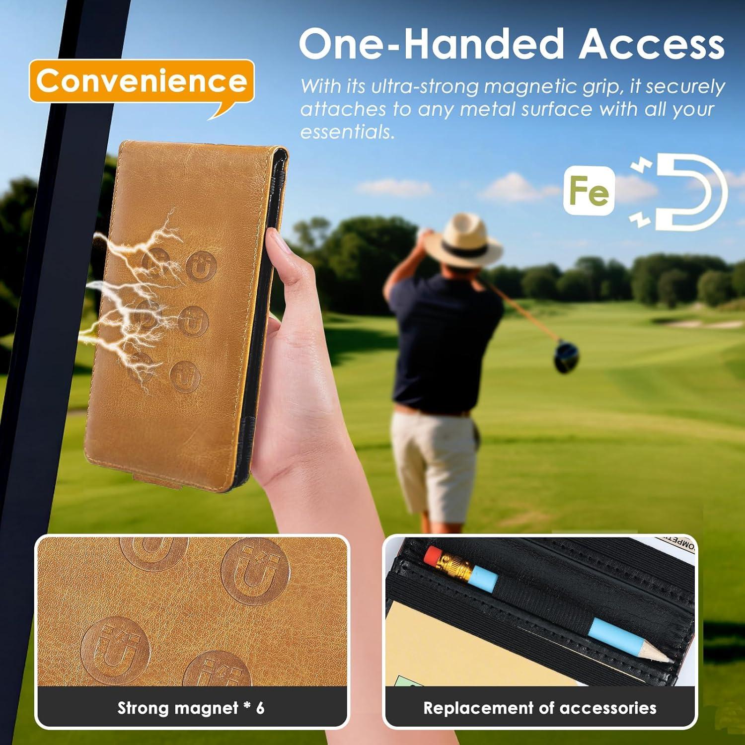 Soporte de Tarjeta de Puntuación de Golf Femlotank SCH-P1 Cuero Beige