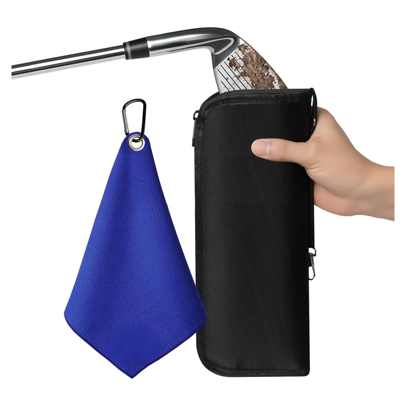 Kit de Limpieza de Golf CarryWise CW-Bolsa Azul con Toalla