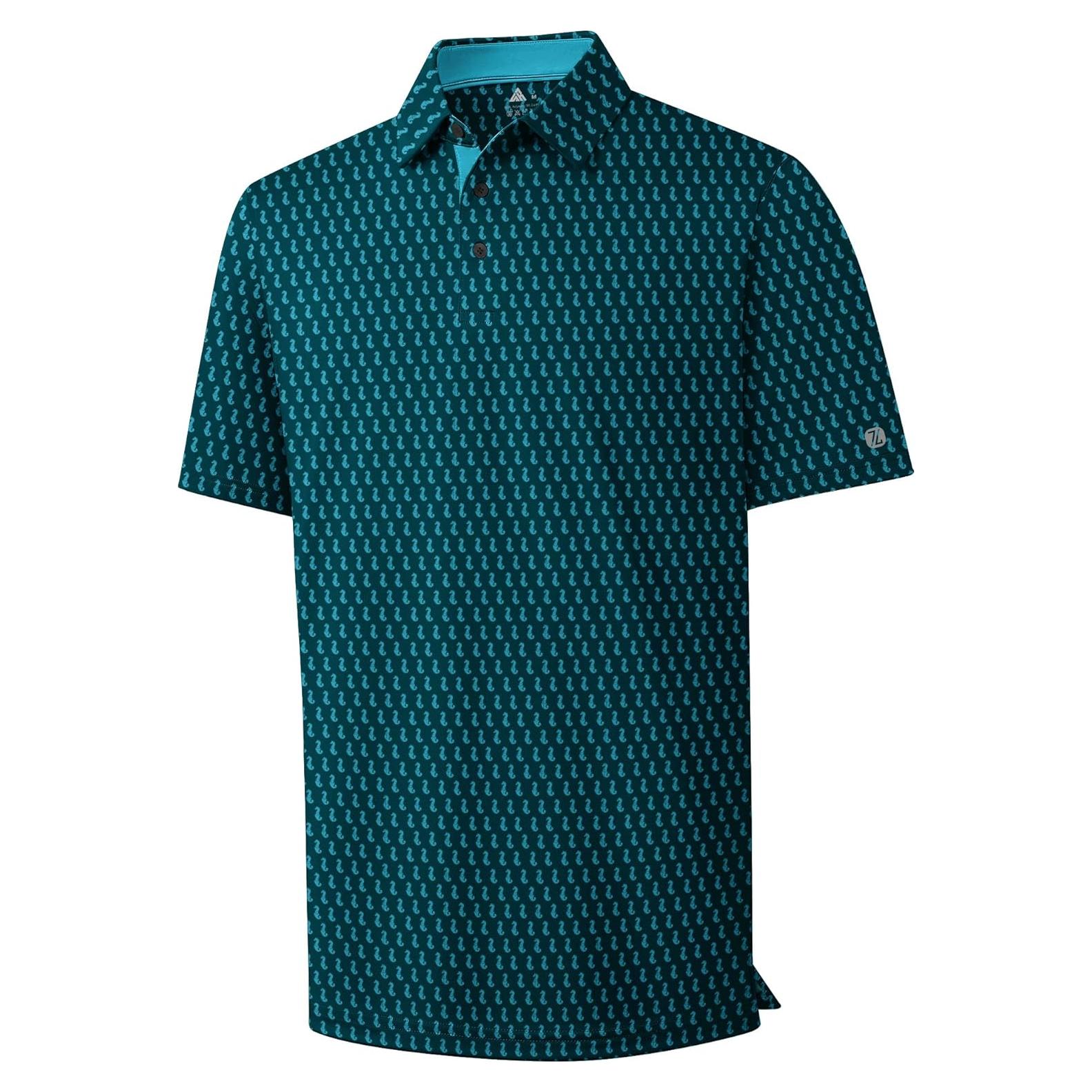 Camisa de Golf ZITY Hombre Manga Corta Transpirable Azul Verde