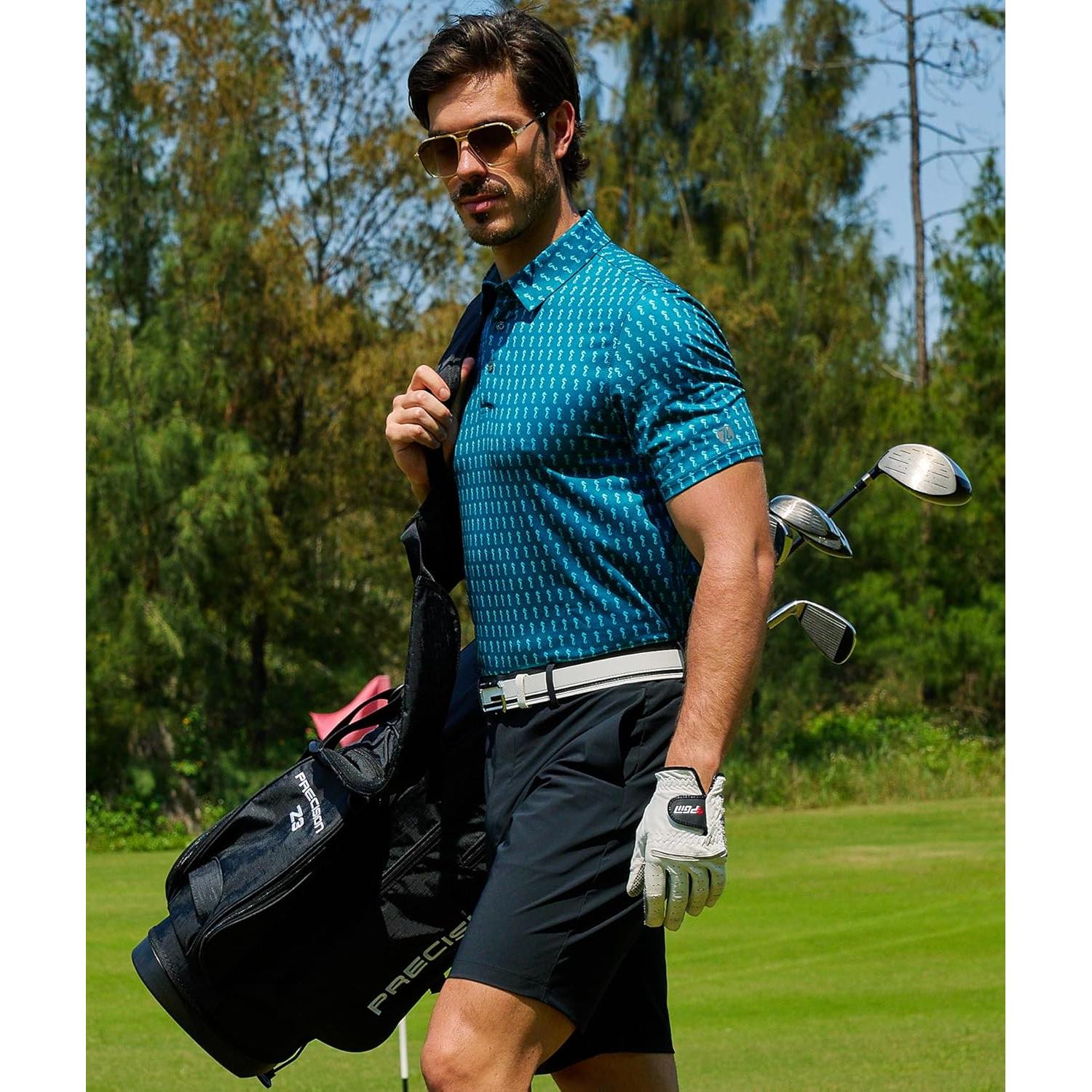 Camisa de Golf ZITY Hombre Manga Corta Transpirable Azul Verde