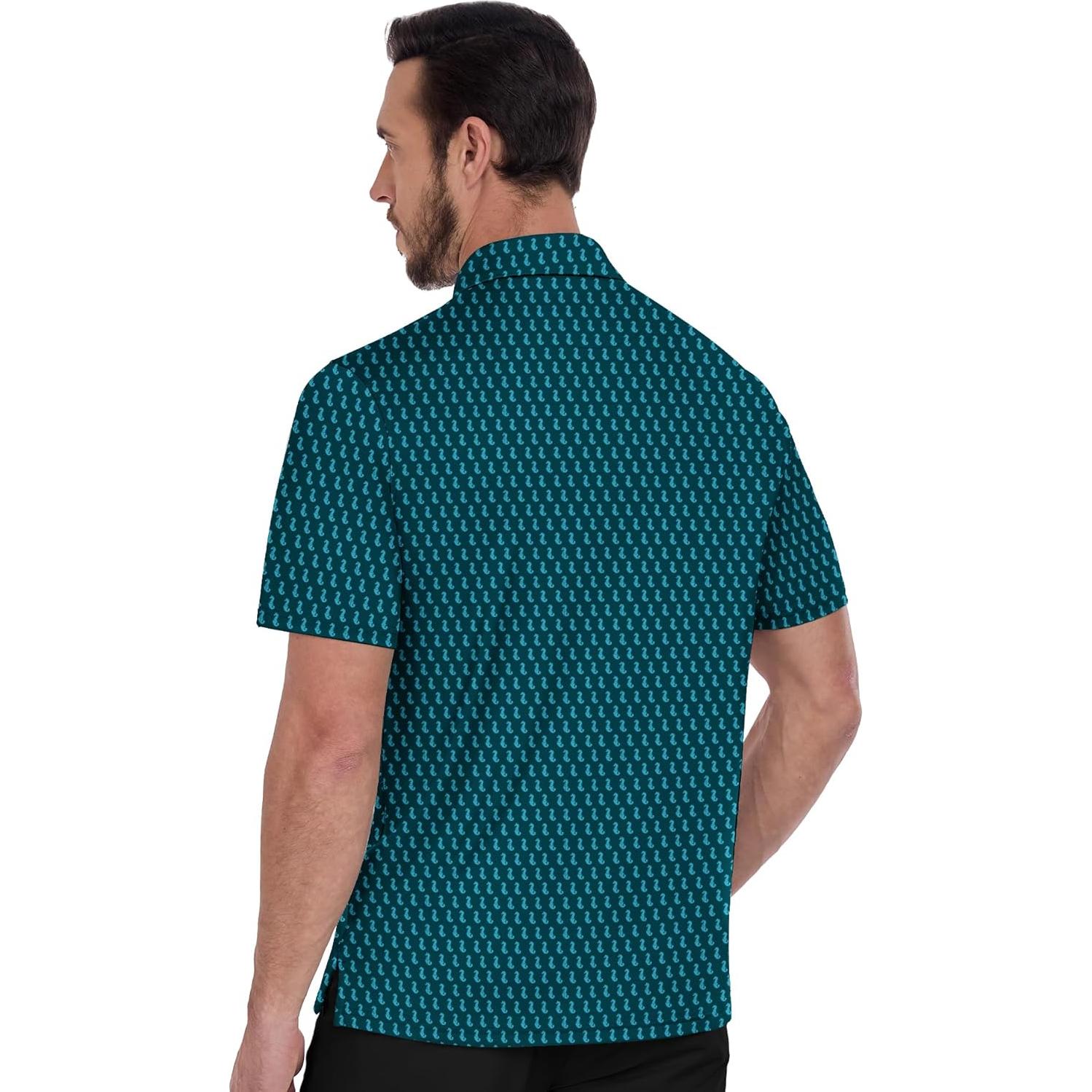 Camisa de Golf ZITY Hombre Manga Corta Transpirable Azul Verde