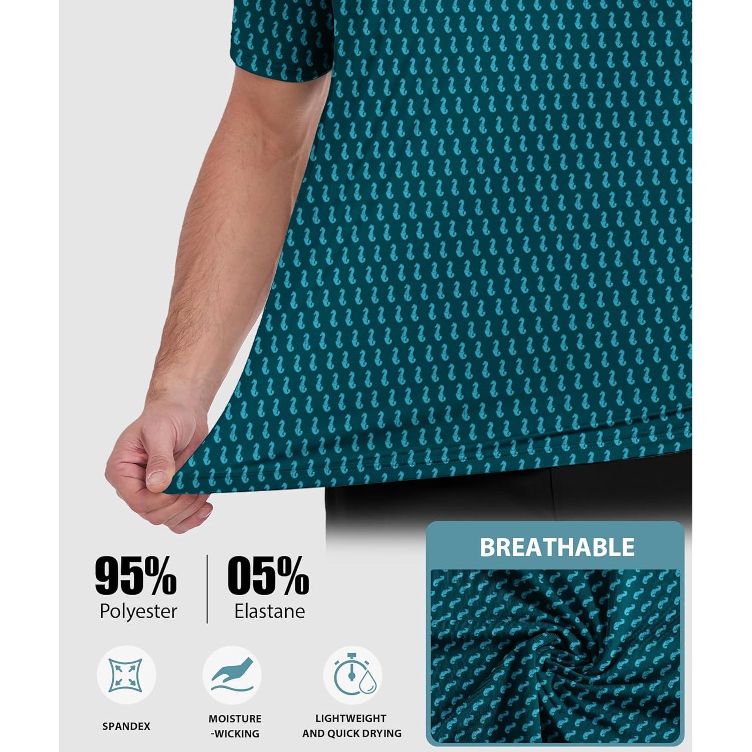 Camisa de Golf ZITY Hombre Manga Corta Transpirable Azul Verde