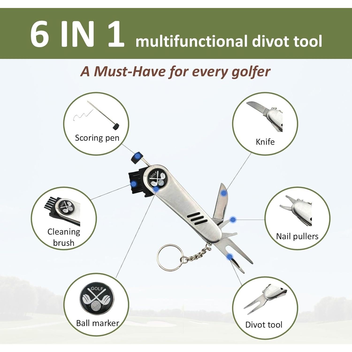 Set de Accesorios de Golf TGWUZZ GF-100 con Pelotas Doradas