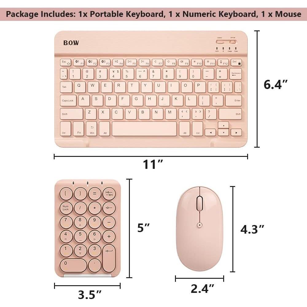 Conjunto Teclado y Ratón Portátil CHYH, 3 Piezas, Silencioso