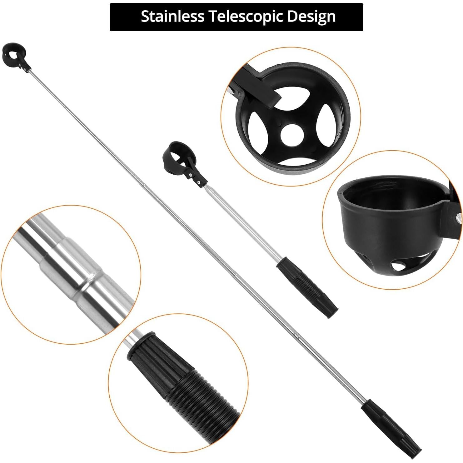 Recuperador de Pelotas de Golf Telescópico QWORK 2.74m Acero Inoxidable
