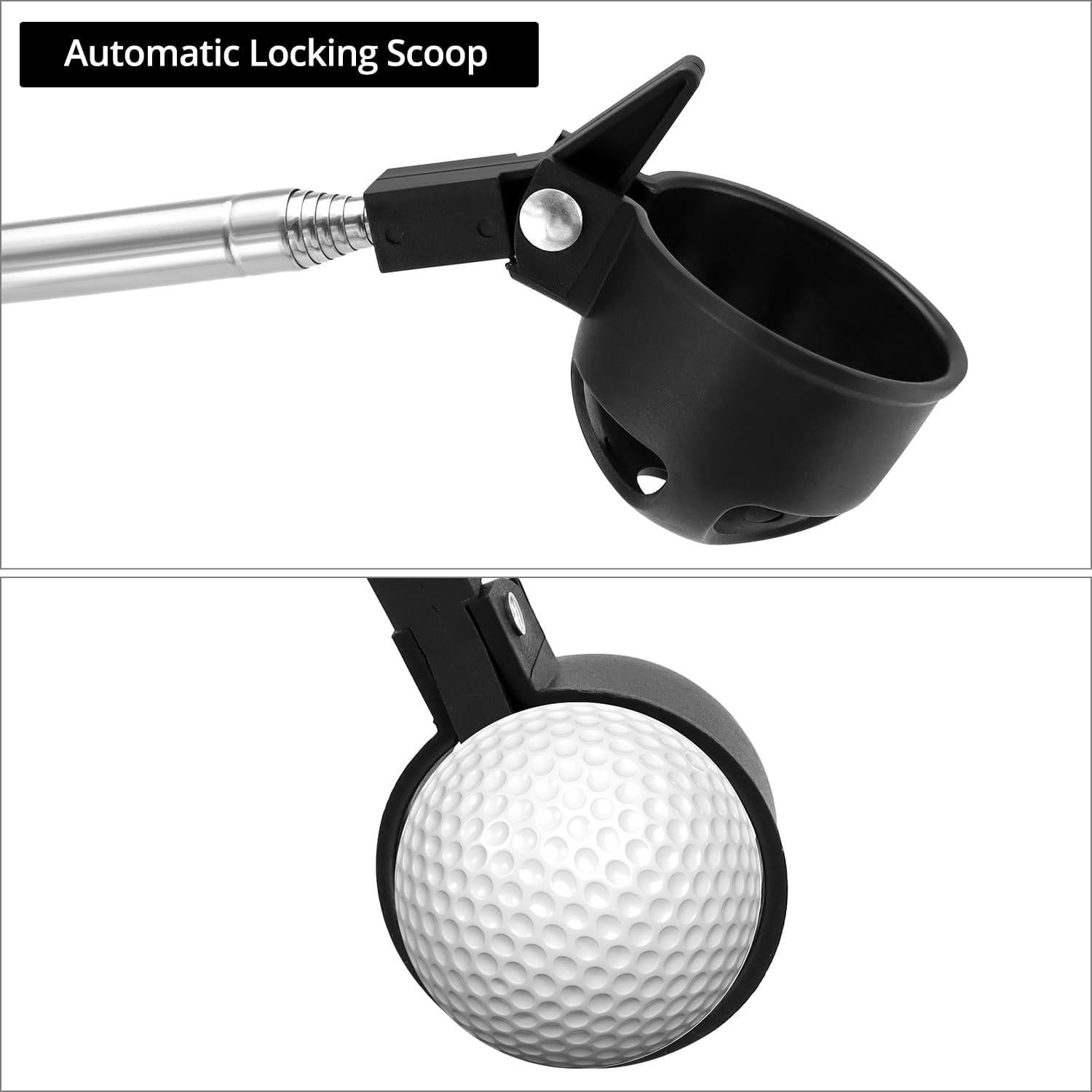 Recuperador de Pelotas de Golf Telescópico QWORK 2.74m Acero Inoxidable