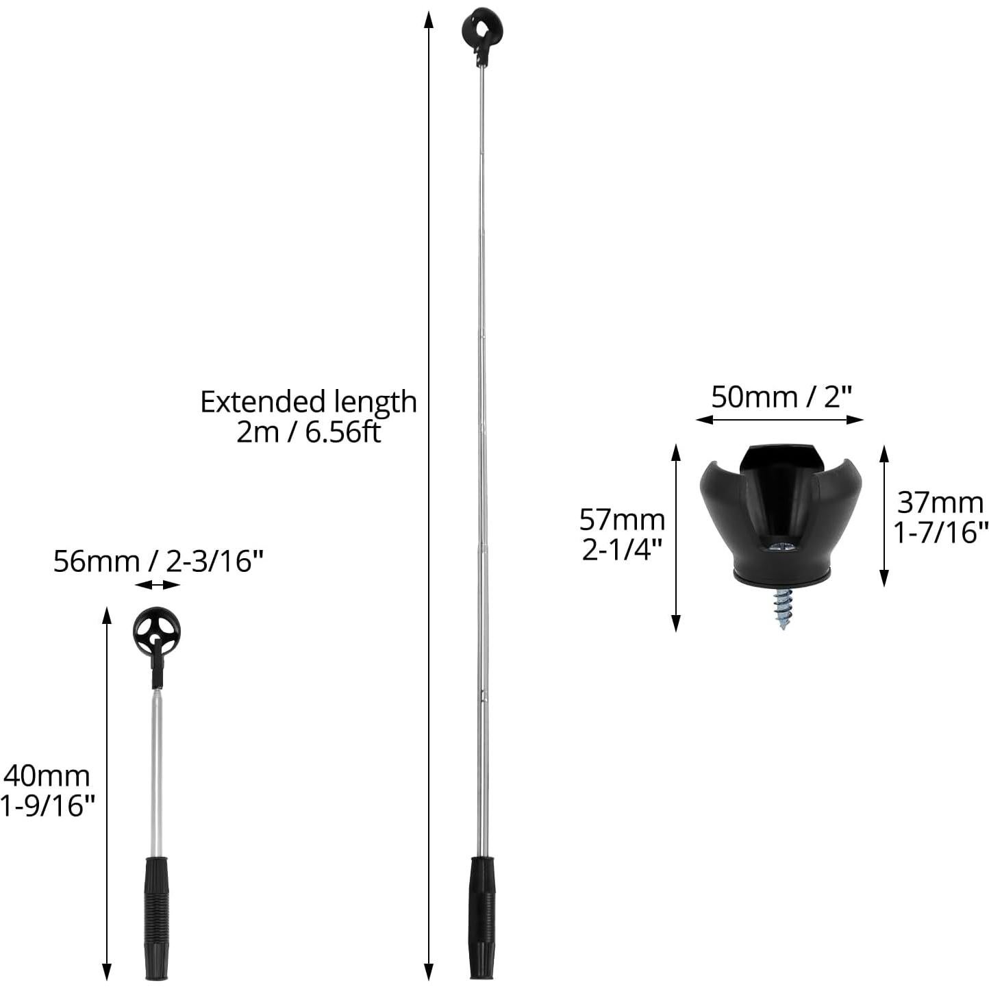 Recuperador de Pelotas de Golf Telescópico QWORK 2.74m Acero Inoxidable