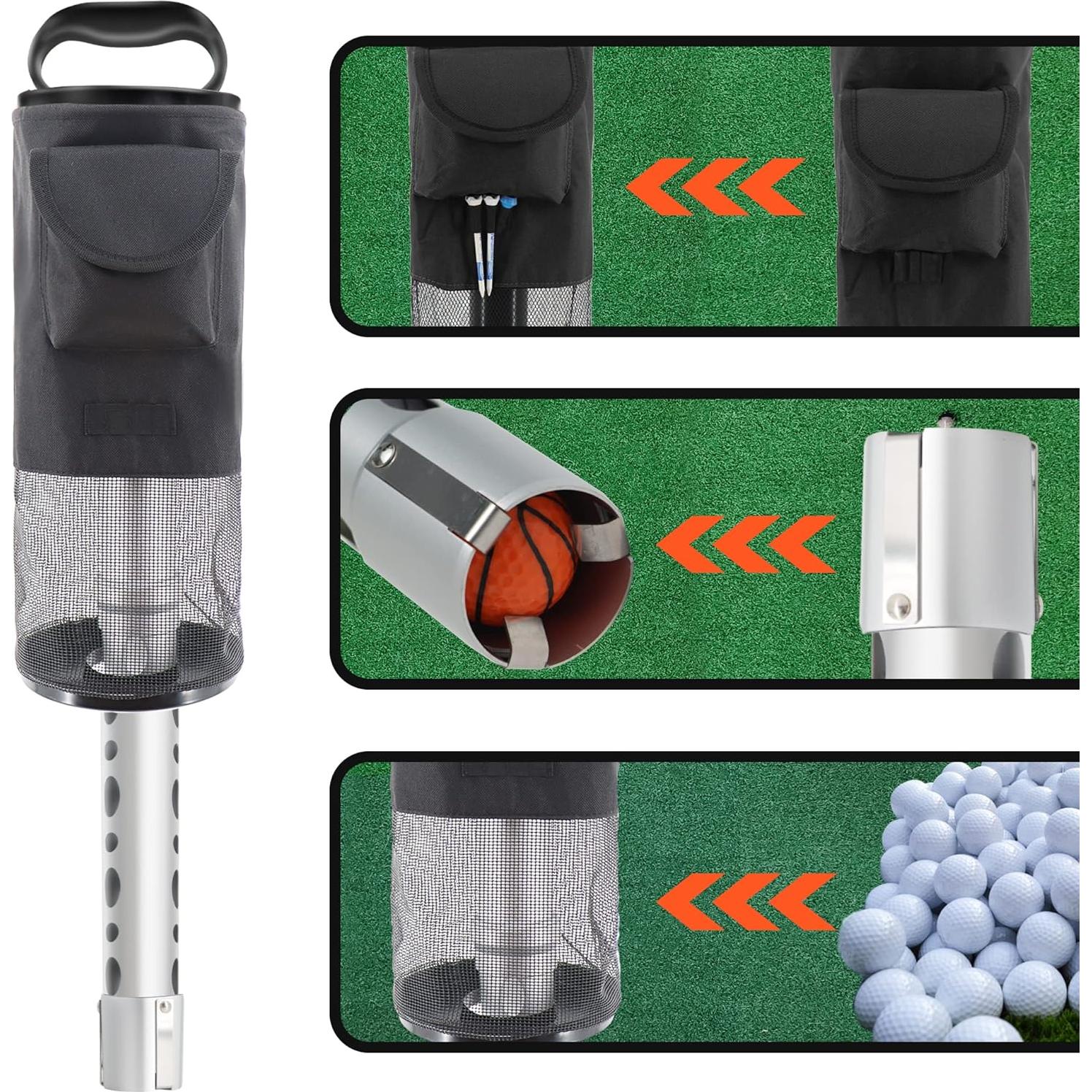 Bolsa Shag Golfupp para 70 Pelotas - Recogedor de Aluminio