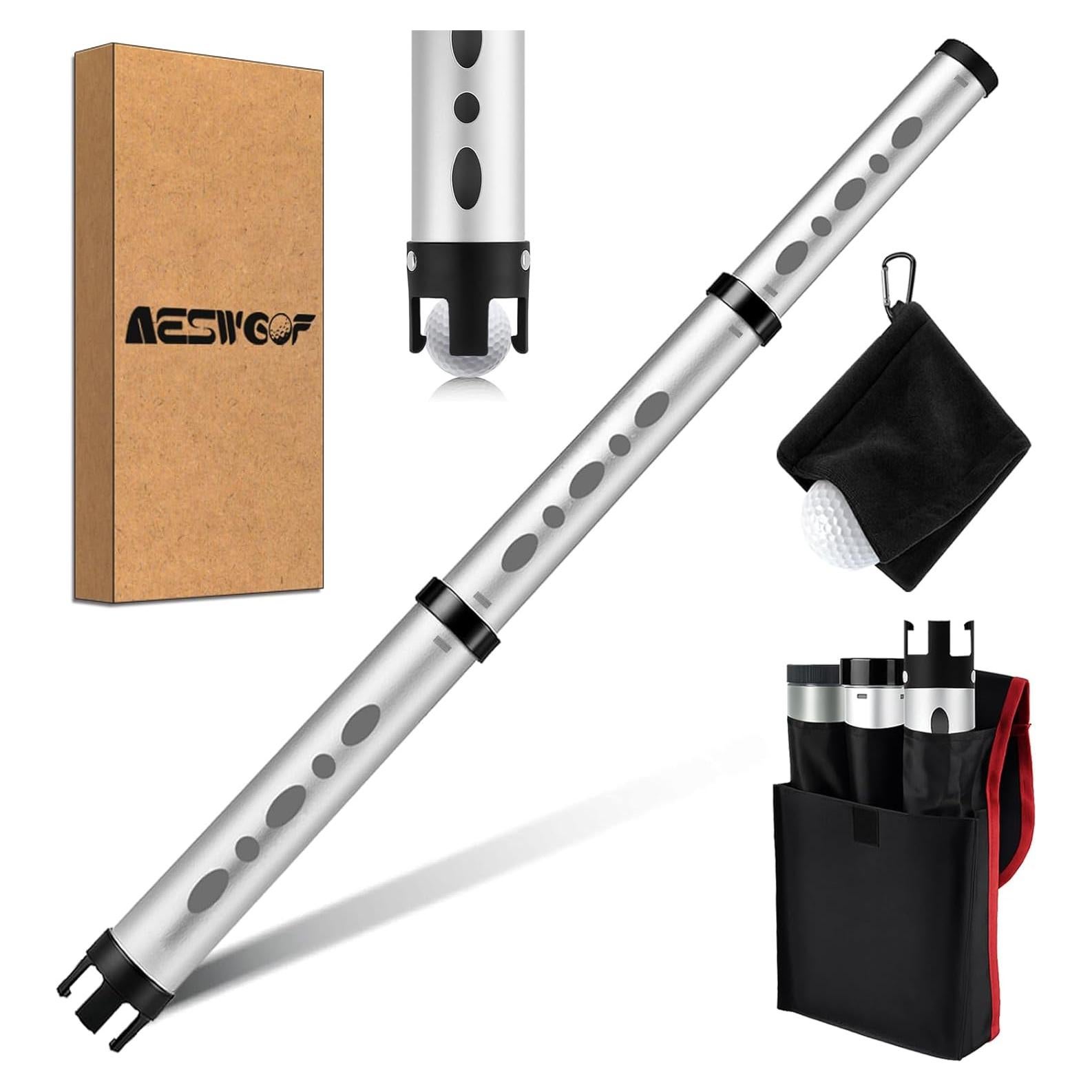 Recogedor de Pelotas de Golf AESWGOF GBR-SL01 con Bolsa y Toalla