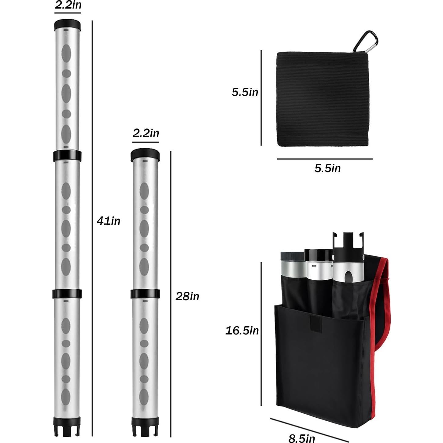 Recogedor de Pelotas de Golf AESWGOF GBR-SL01 con Bolsa y Toalla