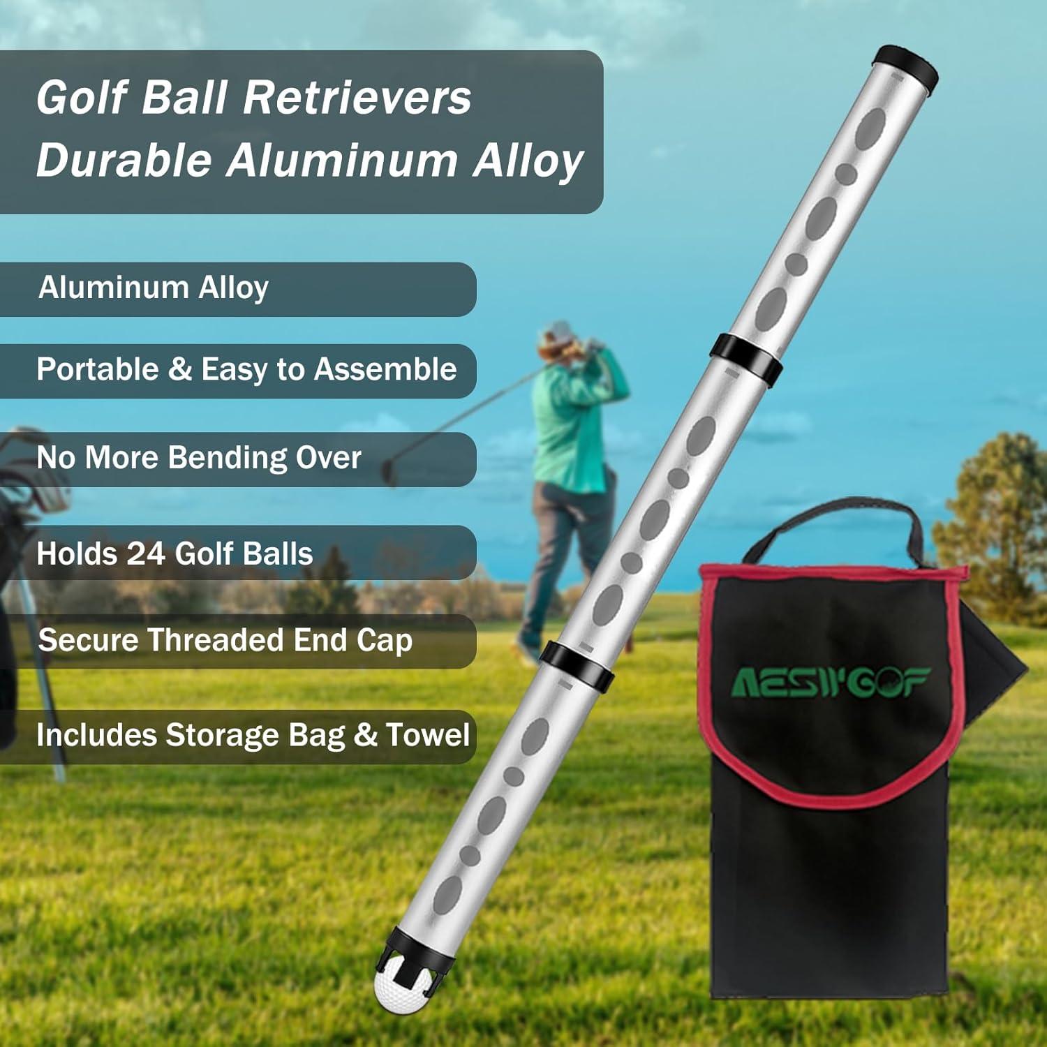 Recogedor de Pelotas de Golf AESWGOF GBR-SL01 con Bolsa y Toalla