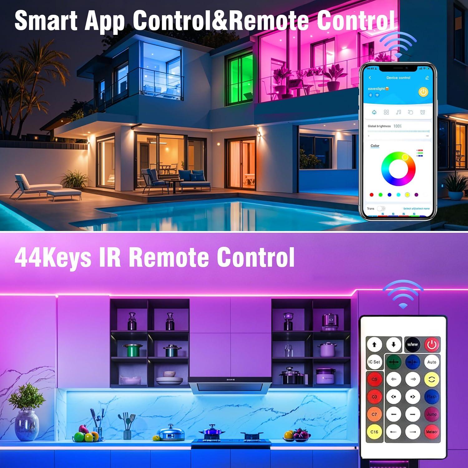 Tira LED RGB VOLIVO 30,48 m con Control Remoto y App