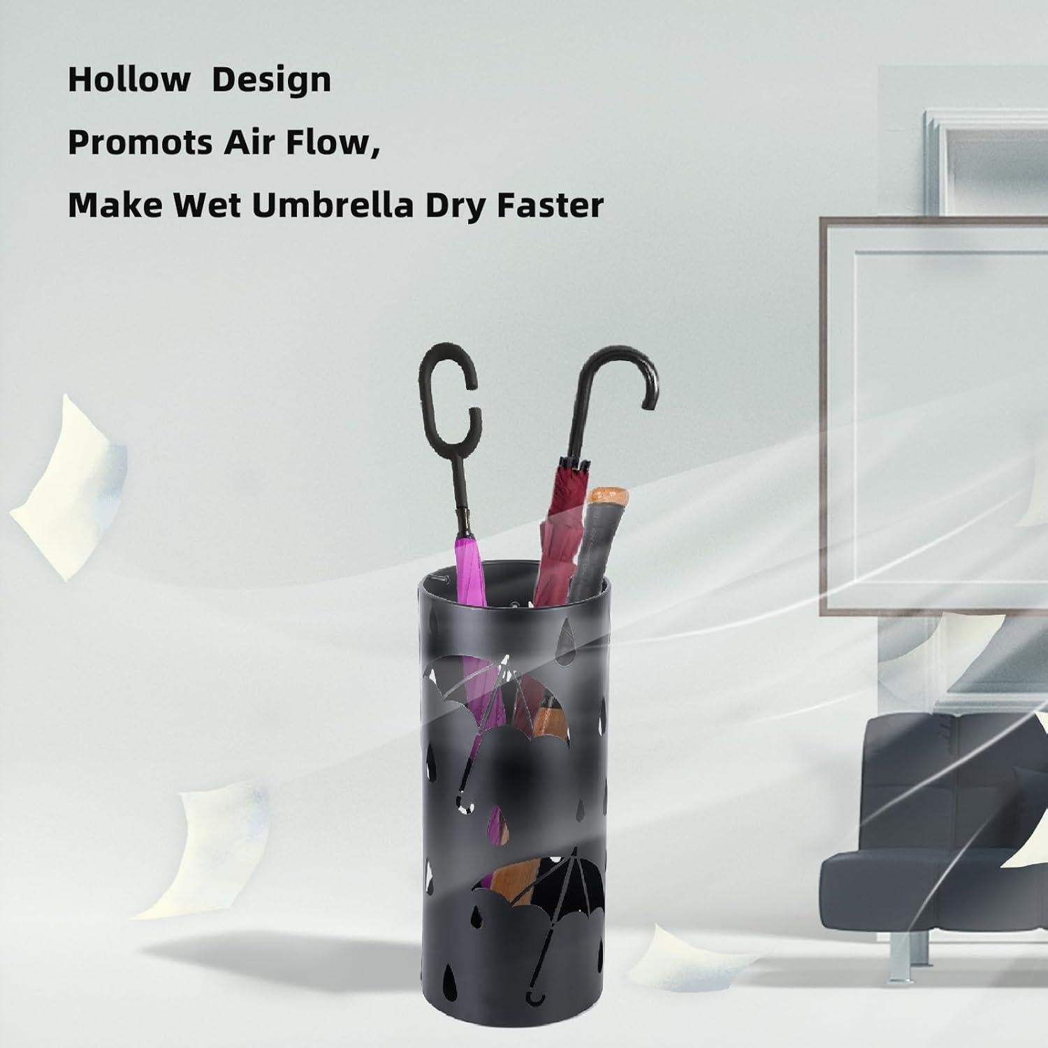 Soporte para Paraguas BEWBBAT Redondo Metal Negro 43x18cm