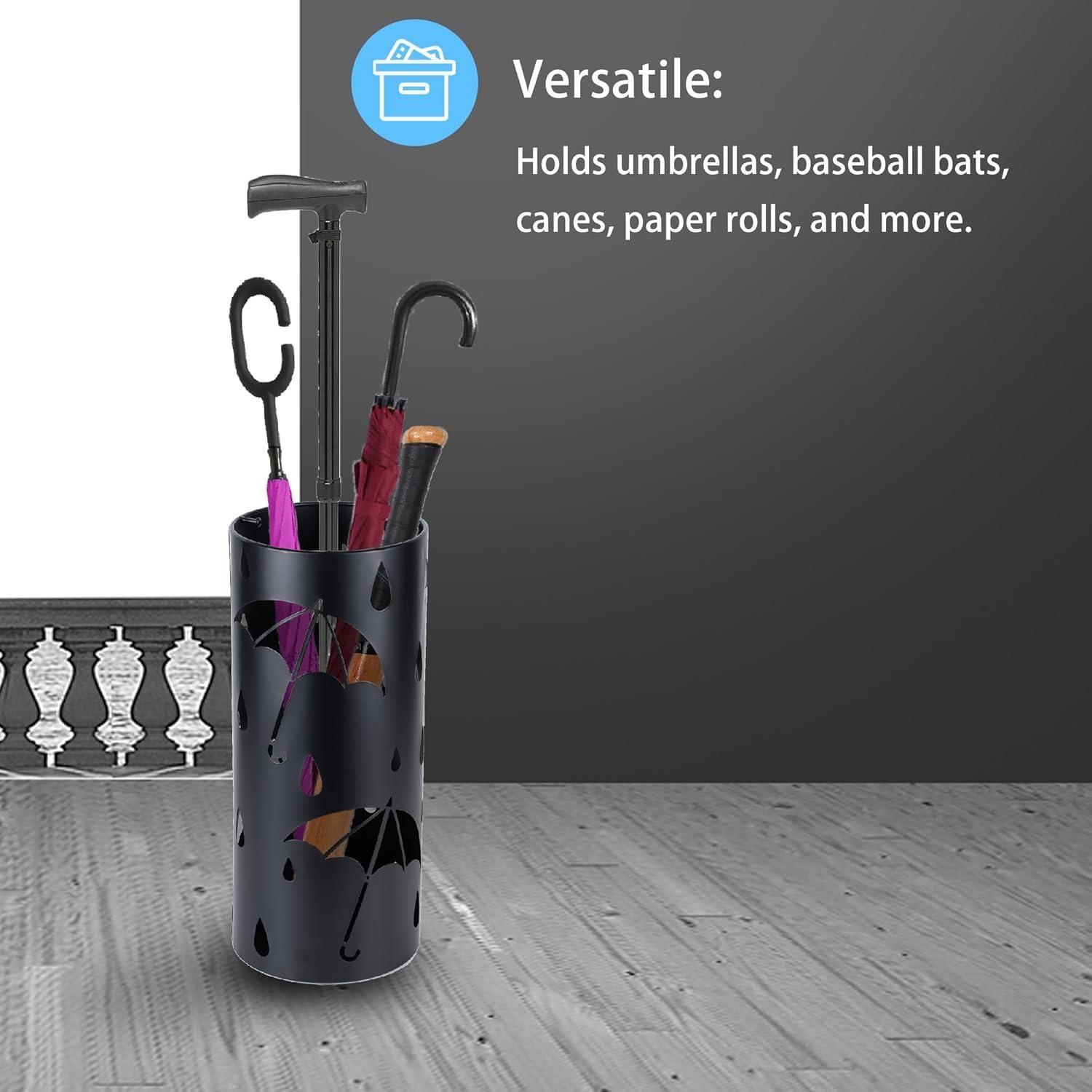 Soporte para Paraguas BEWBBAT Redondo Metal Negro 43x18cm