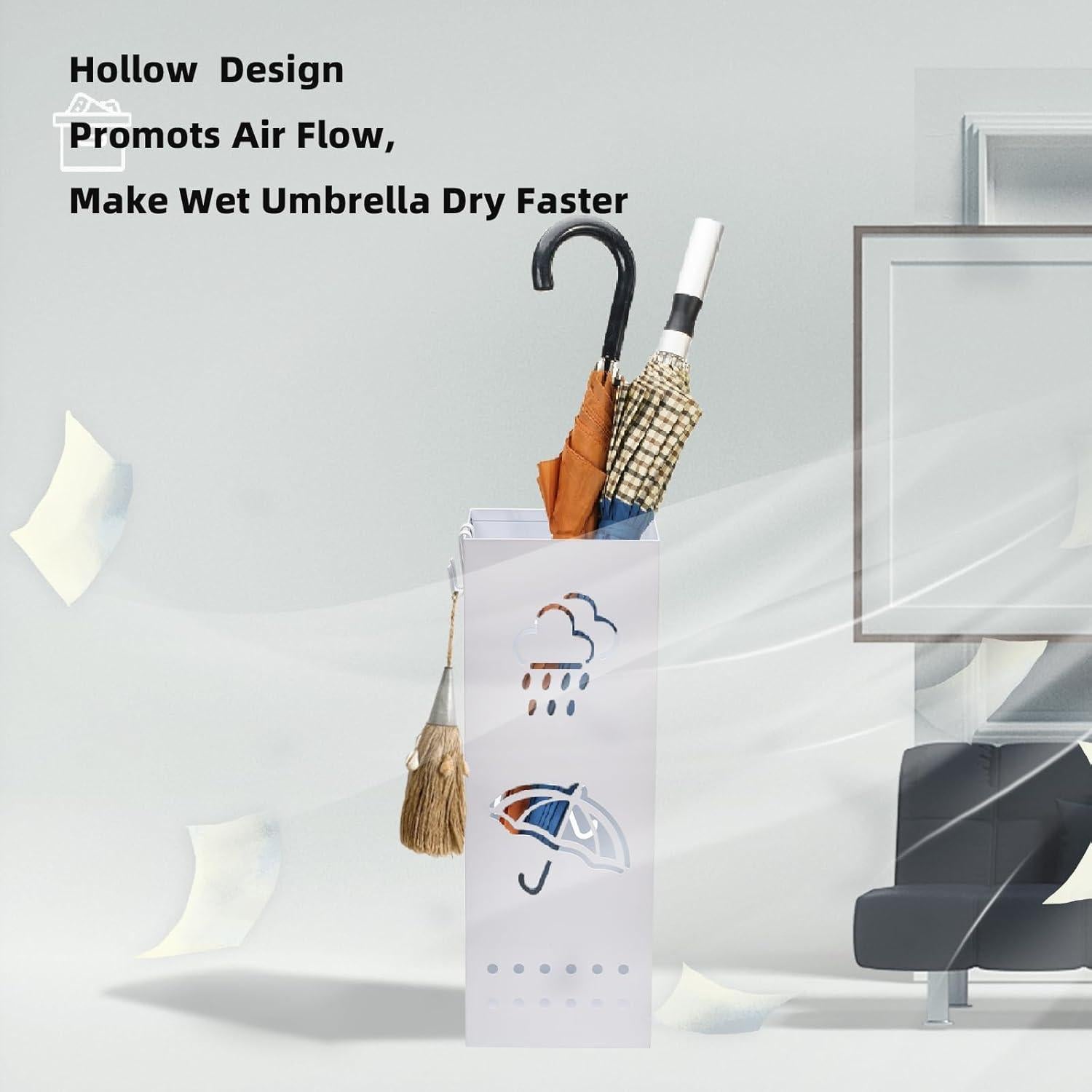 Soporte de Paraguas de Metal BEWBBAT Blanco 15x15x43 cm