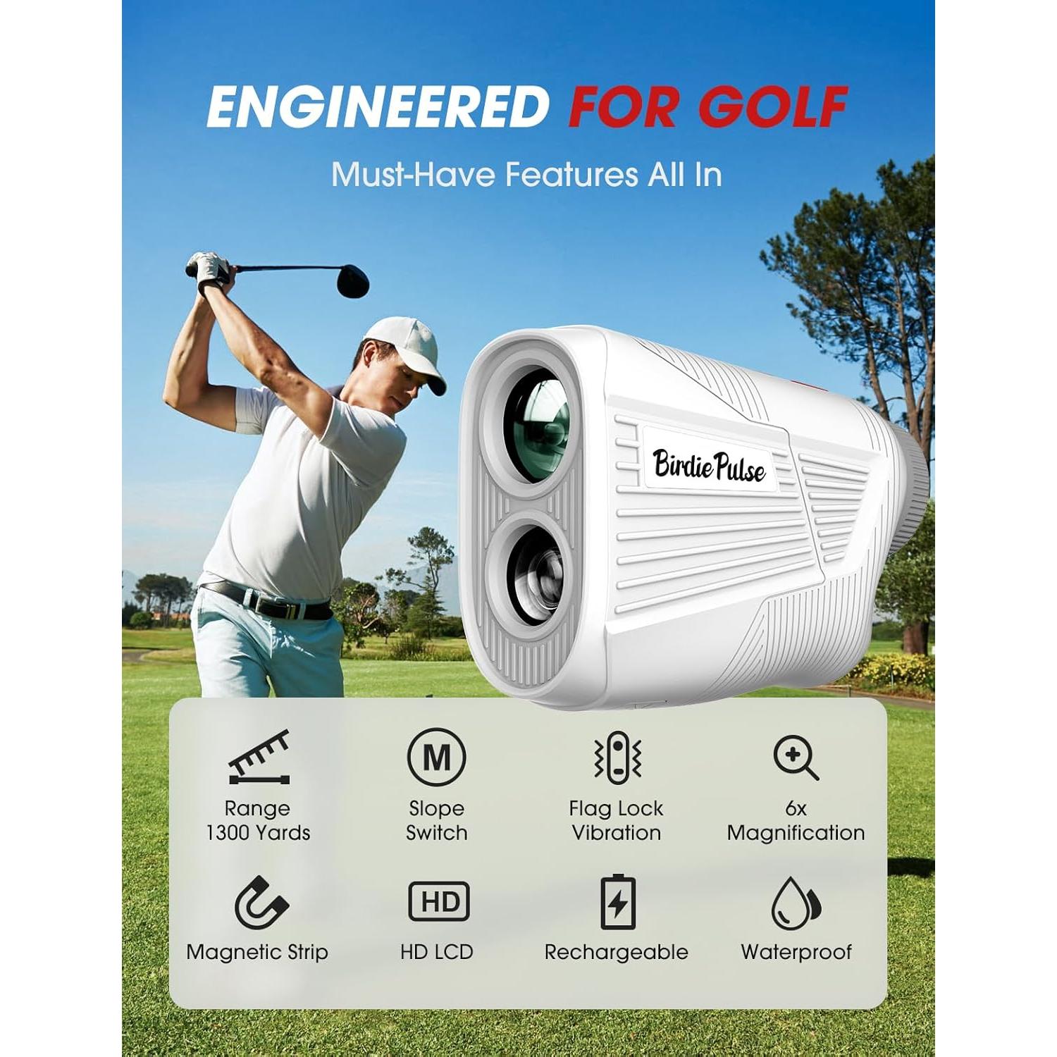 Buscador de Rango de Golf BirdiePulse N5-1200 1300 Yardas