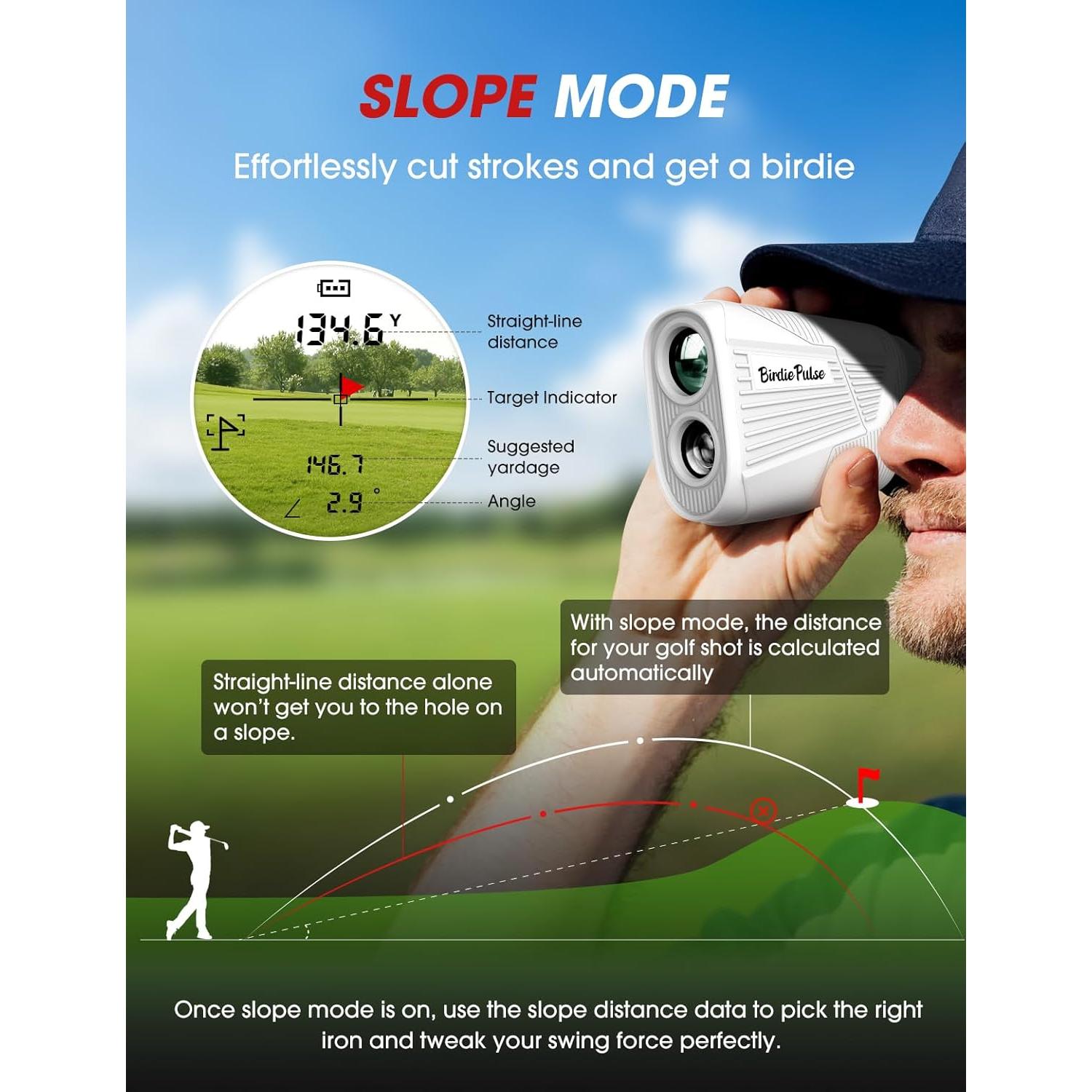 Buscador de Rango de Golf BirdiePulse N5-1200 1300 Yardas