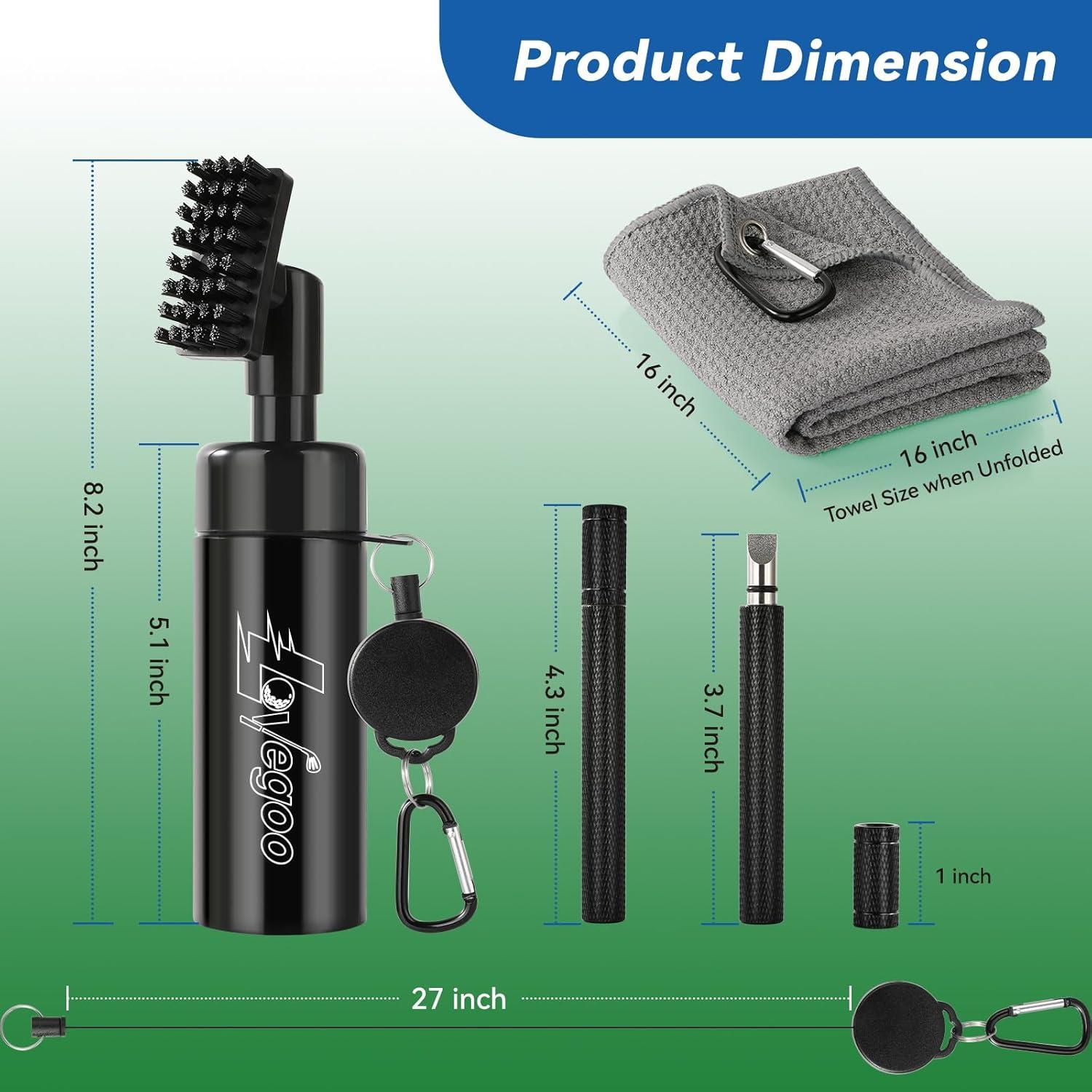 Kit de Limpieza de Palos de Golf Lovegoo 3-en-1 con Toalla