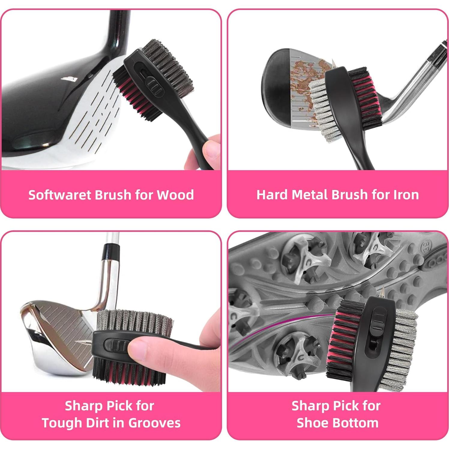 Juego de Toalla de Golf y Cepillo Mile High Life - Microfibra Rosa