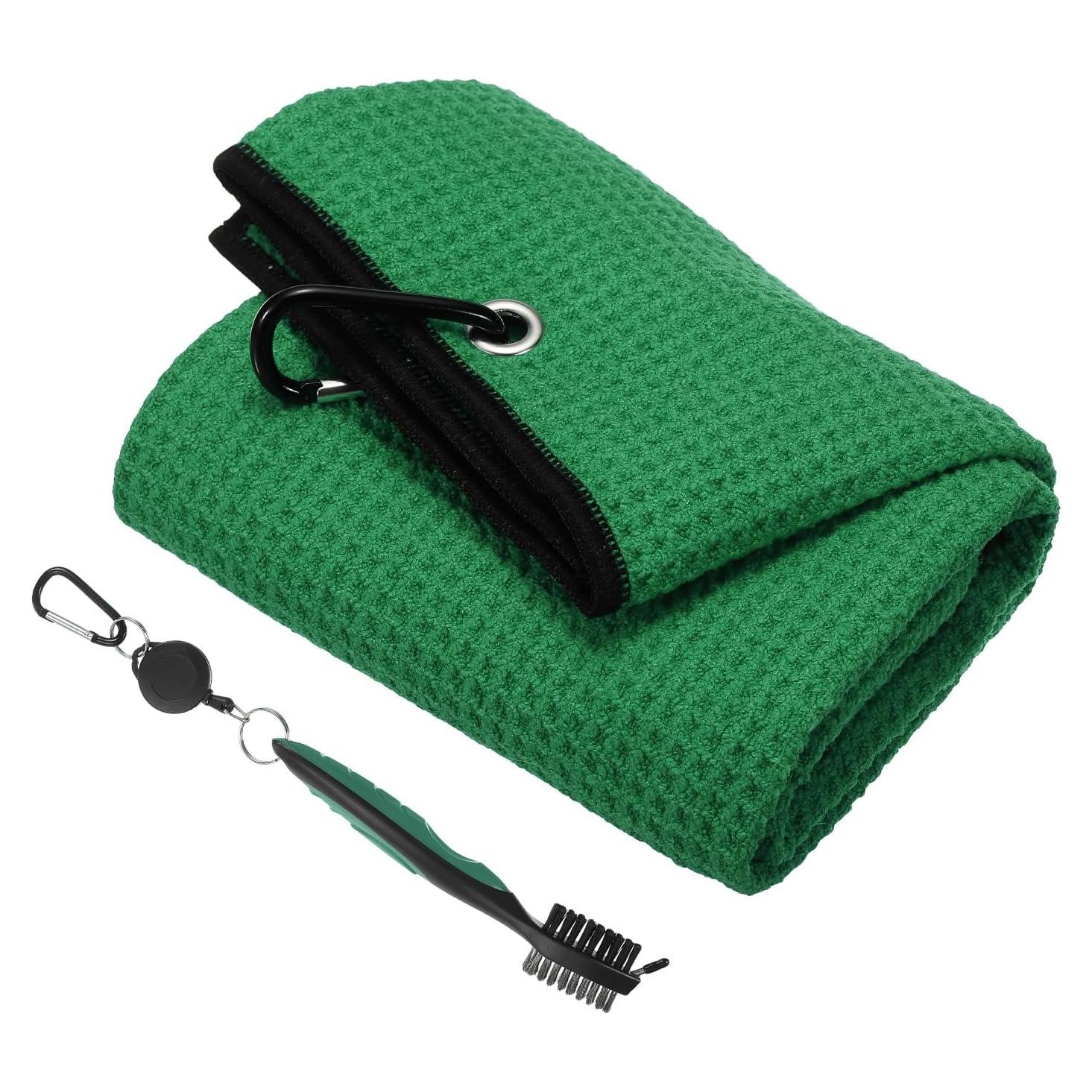 Toalla de Golf Microfibra PATIKIL 50x40cm Verde + Cepillo
