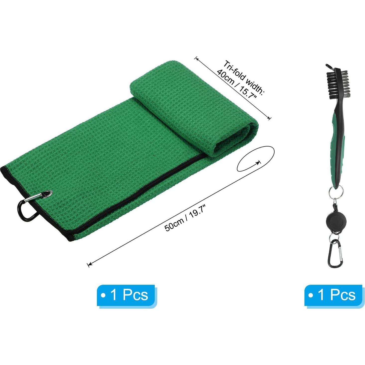 Toalla de Golf Microfibra PATIKIL 50x40cm Verde + Cepillo