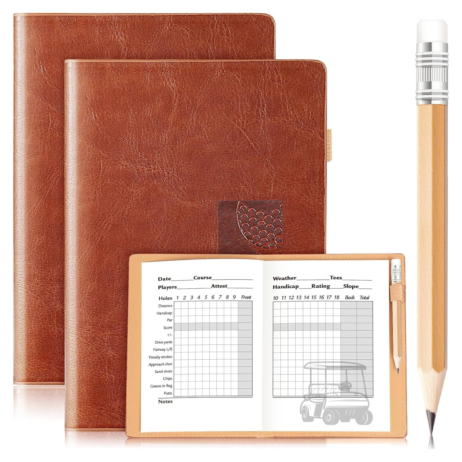 Libro de Puntuación de Golf GLORIEROO 2pcs con Lápiz - Cuero