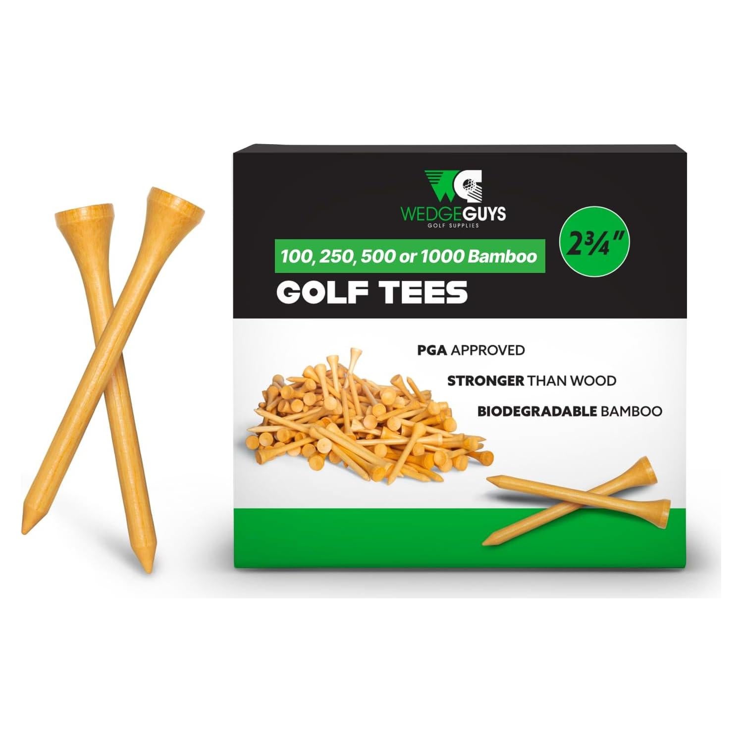 Tees de Golf de Bambú Wedge Guys 2-3/4" (6.99 cm) - 250 Pcs