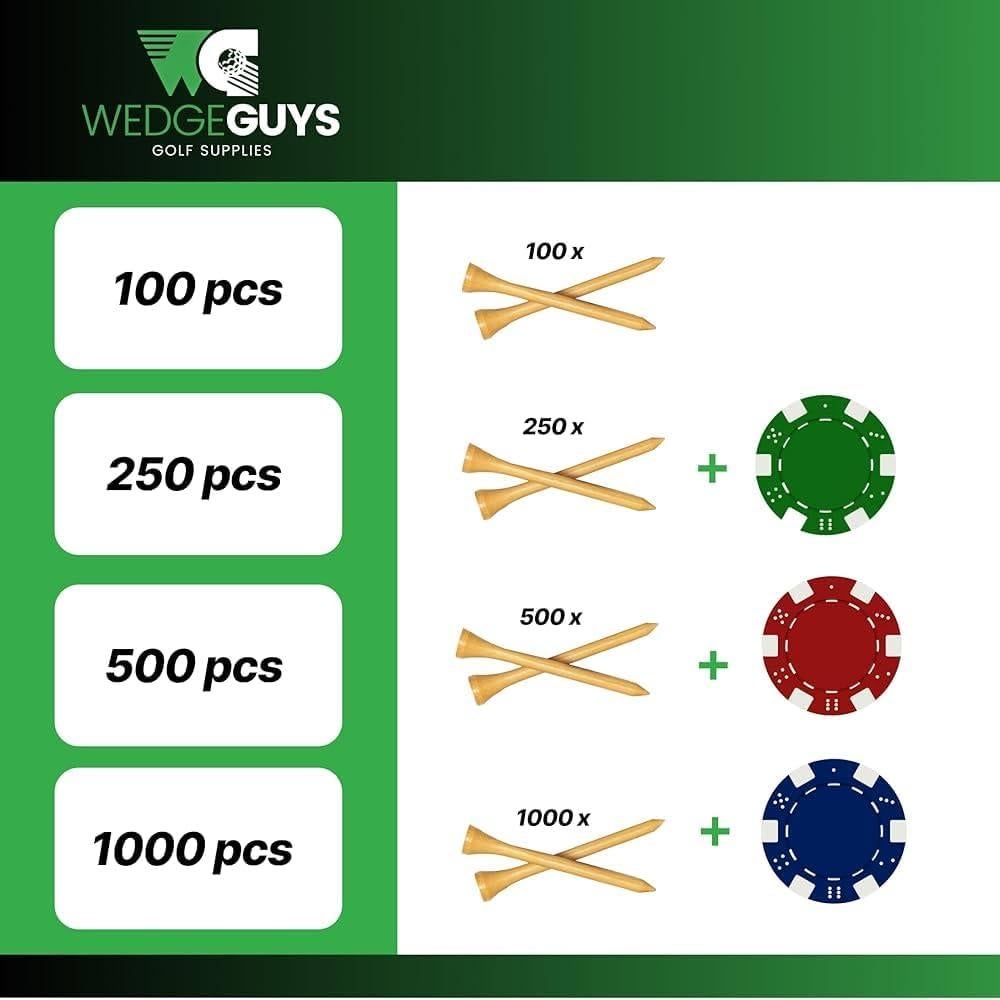 Tees de Golf de Bambú Wedge Guys 2-3/4" (6.99 cm) - 250 Pcs